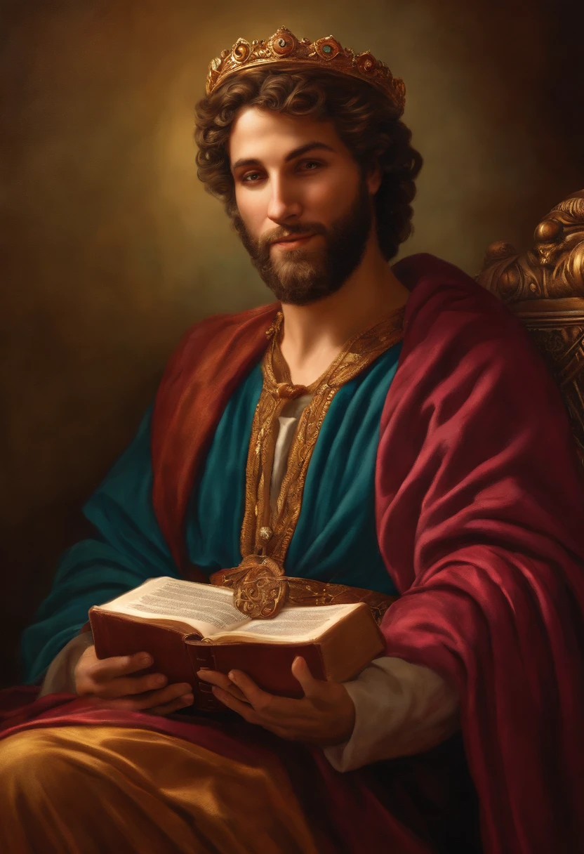 King David smiling with bible in hand