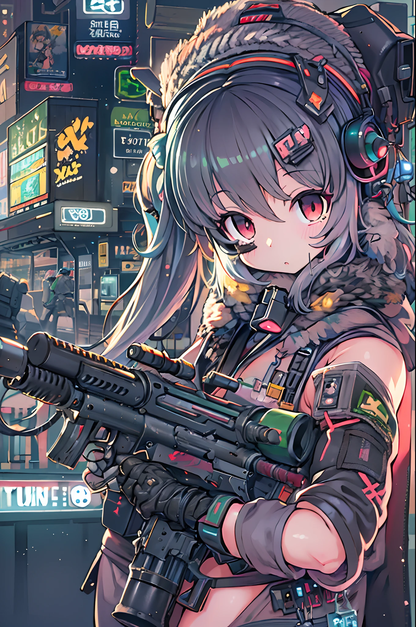 Anime girl with gun and futuristic costume, M4 Sopmod II Girls Frontline, anime machine gun fire, Mechanized soldier girl, railgun, best anime 4k konachan wallpaper, Fine details. girls' frontline, digital cyberpunk - anime art, girls frontline style, from girls frontline, Cyberpunk Anime Girl, cyberpunk anime art, nightcore, anime cyberpunk art