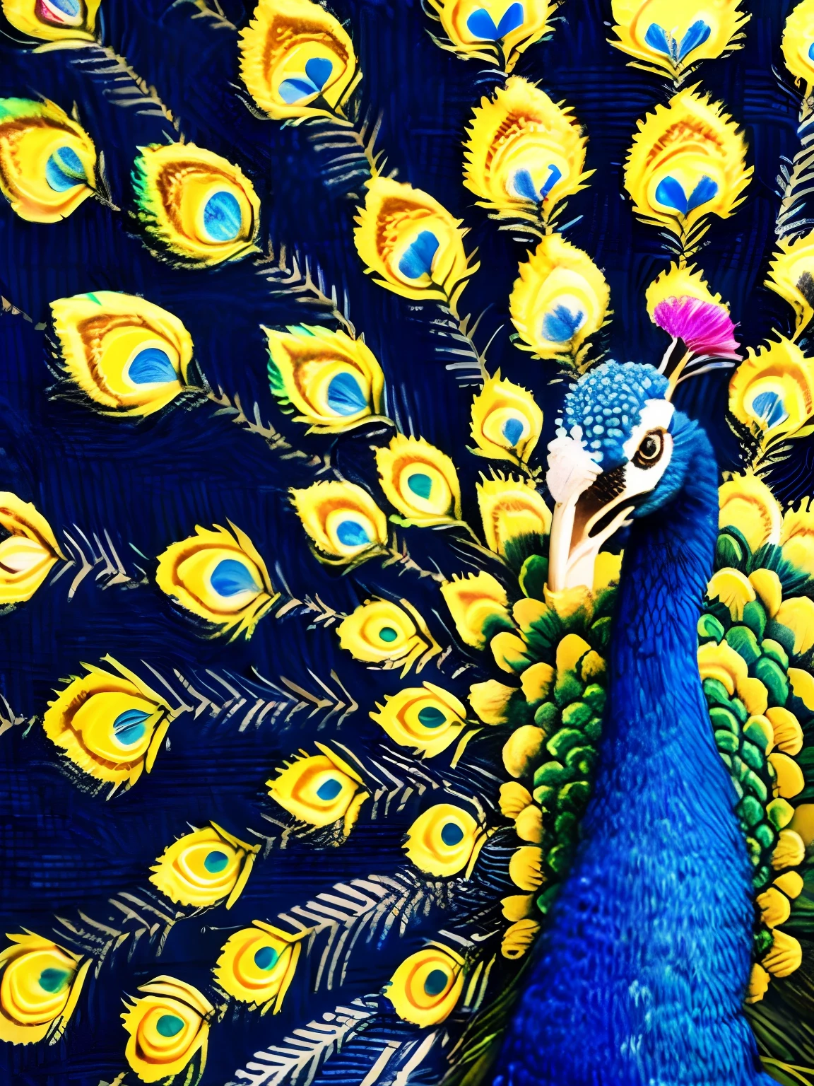 NEEDLEPOINT Hindi peacock in a komono