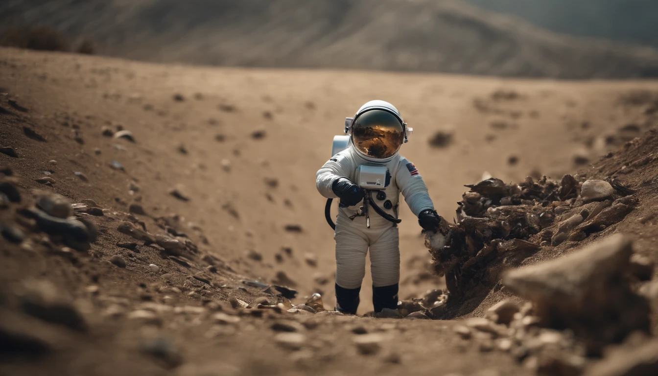(((Planet Earth polluted with plastic with a small astronaut cleaning the planet with a suit written dld reverse log ))}, melhor qualidade, alta qualidade, high resolution