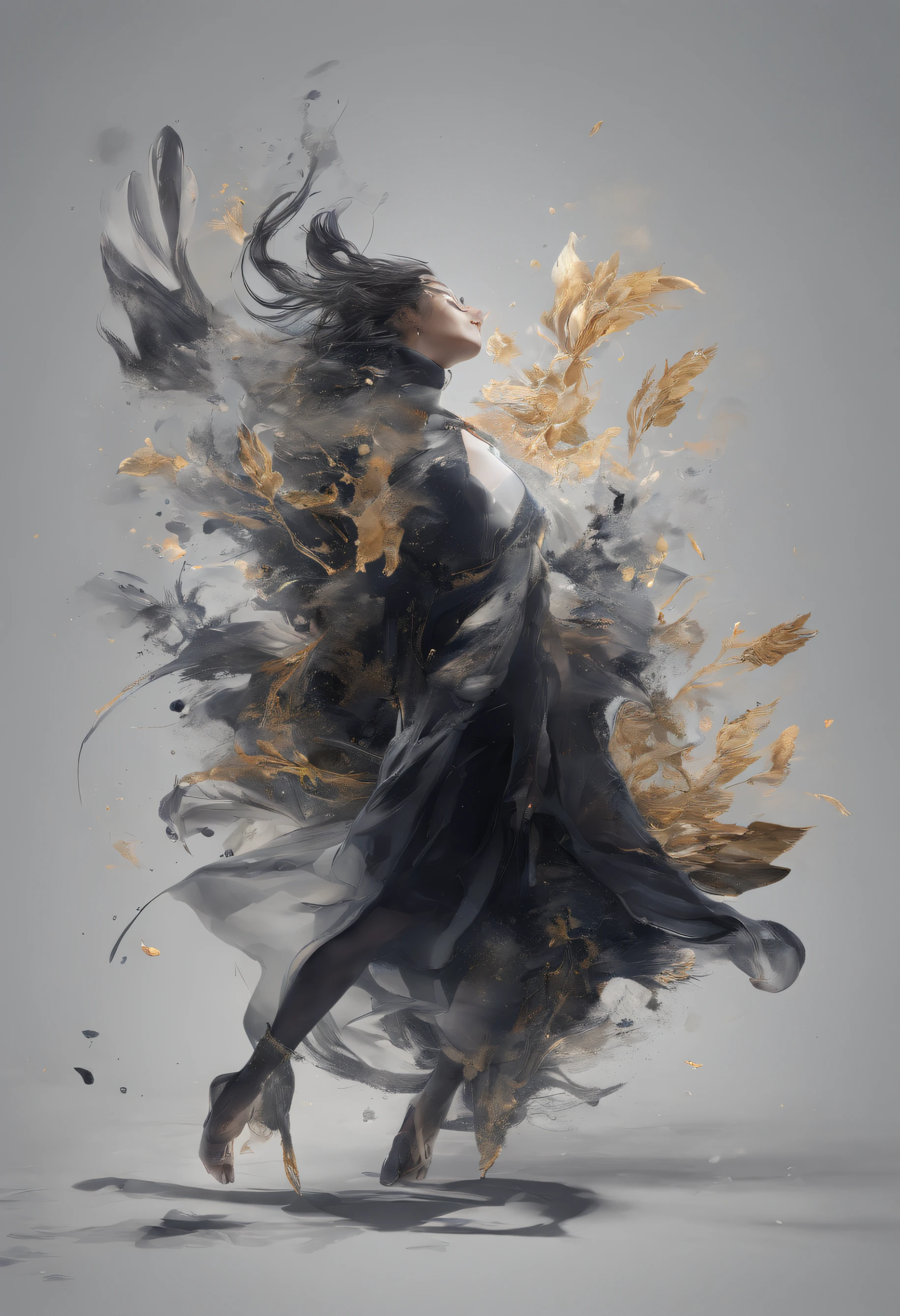 Perfect centering, Fantastic black goldfish, cheerfulness, Standing position, Abstract beauty, Centered, Looking at the camera, Facing the camera, Approaching perfection, Dynamic, Highly detailed, Smooth, Sharp Focus, 8K, hight resolution, Illustration, art by carne griffiths and wadim kashin, Goldfish character