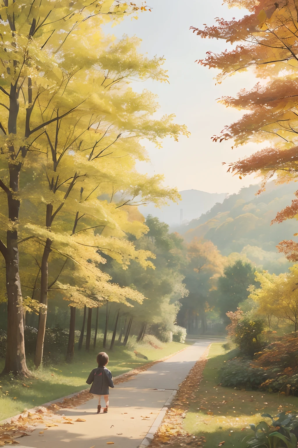 autumnal,sketchbook,falling leaf,a sense of atmosphere,amarelo,warm,kids drawing,Painter,sketchbook,the woods,ln the forest,landscape,China-style,aquarelle,KIDS ILLUSTRATION,Drawing board,painter,Drawing plate