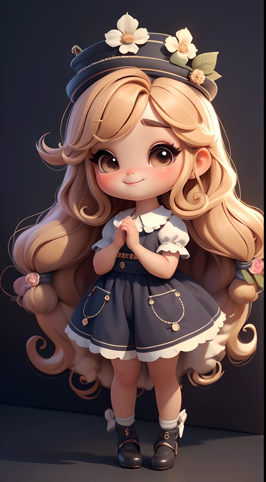 Create a series of cute chibi style loliolls with a cute forest theme, sorridente e fofa, each with lots of detail and in an 8K resolution. All dolls should follow the same solid background pattern and be complete in the image, mostrando o (corpo inteiro, incluindo as pernas: 1.5)
Boneca fada: Chame-a de Bella. Ela deve ter cabelo longo e cacheado em tons castanho e preto. Seus olhos devem ser grandes e brilhantes, with long eyelashes and rosy cheeks. Bella should be dressed in a country-style jumpsuit, delicado, florido e detalhado. She should wear a hat and no accessories on her hands, deixando elas sem nada. Don't forget the details, com detalhes coloridos e enfeites encantadores, sapato bonito
Certifique-se de adicionar sombras, texturas e detalhes nos cabelos, roupas de cada boneca, to make them even more adorable and charming.