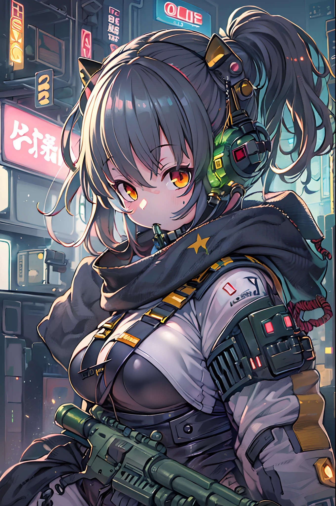 Anime girl with gun and futuristic costume, M4 Sopmod II Girls Frontline, anime machine gun fire, Mechanized soldier girl, railgun, best anime 4k konachan wallpaper, Fine details. girls' frontline, digital cyberpunk - anime art, girls frontline style, from girls frontline, Cyberpunk Anime Girl, cyberpunk anime art, nightcore, anime cyberpunk art