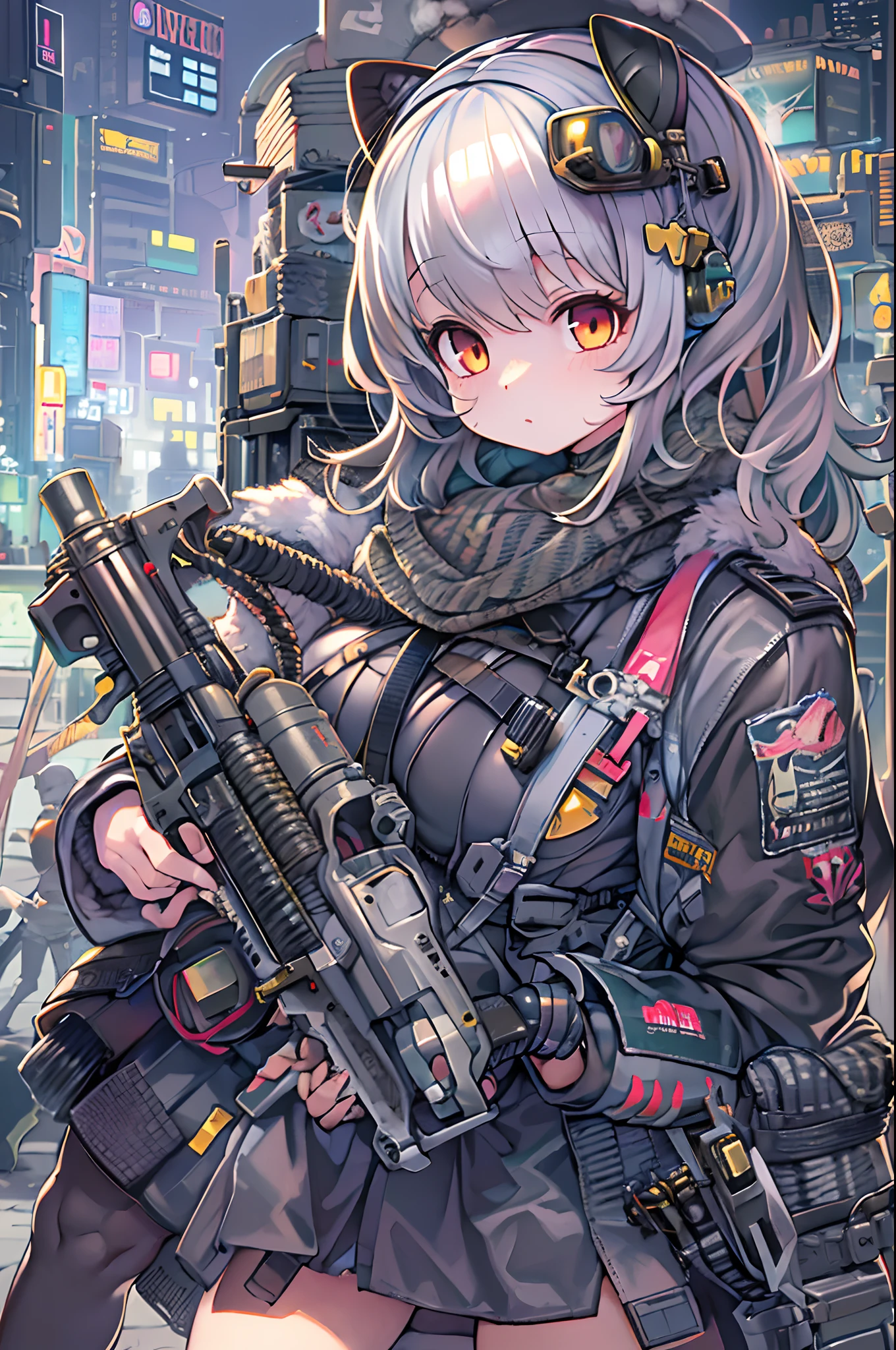 Anime girl with gun and futuristic costume, M4 Sopmod II Girls Frontline, anime machine gun fire, Mechanized soldier girl, railgun, best anime 4k konachan wallpaper, Fine details. girls' frontline, digital cyberpunk - anime art, girls frontline style, from girls frontline, Cyberpunk Anime Girl, cyberpunk anime art, nightcore, anime cyberpunk art