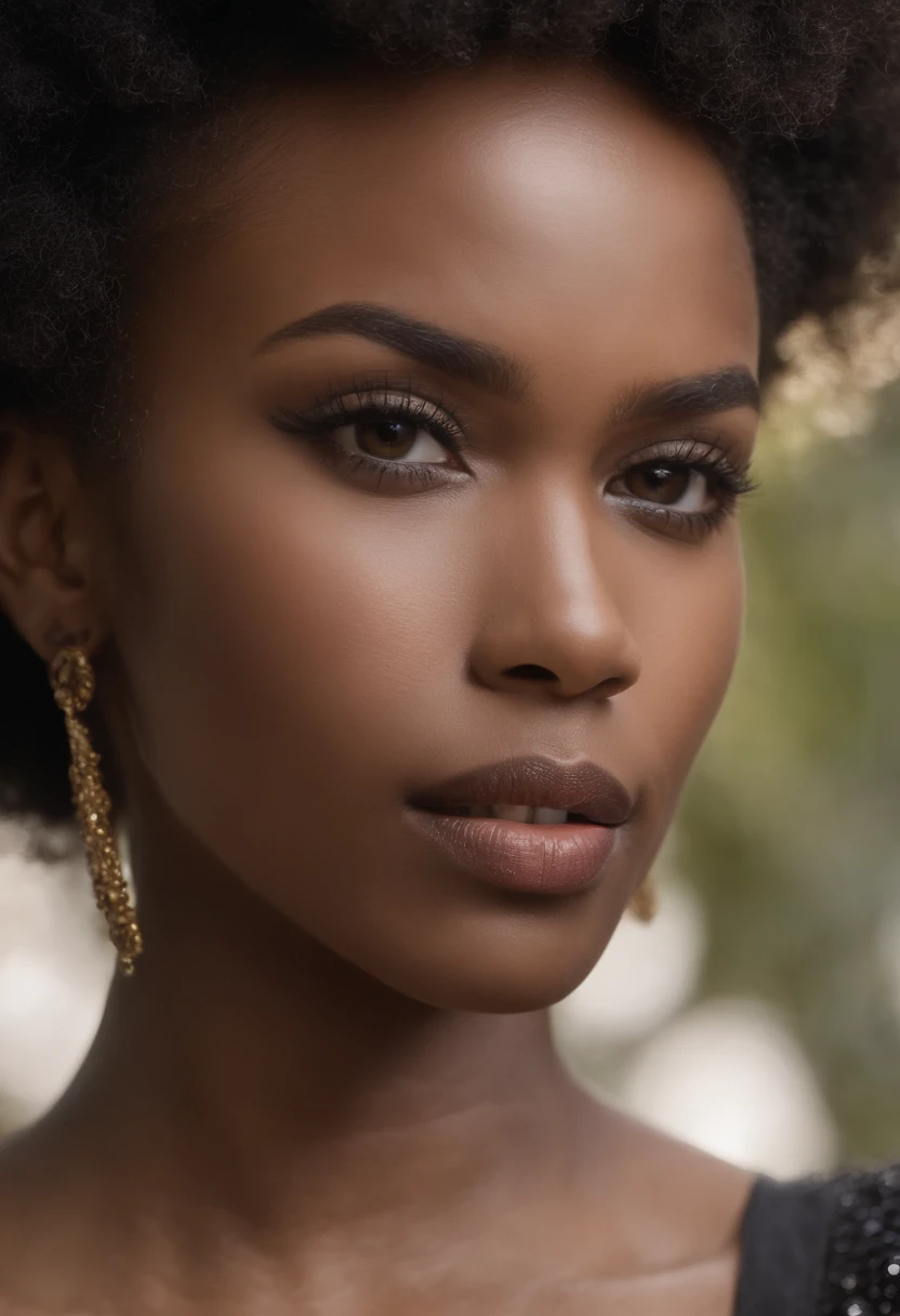 Mulher ghotic afro corte com grandes seios nus e piercing sobre as correntes de ouro corpo inteiro sexy
