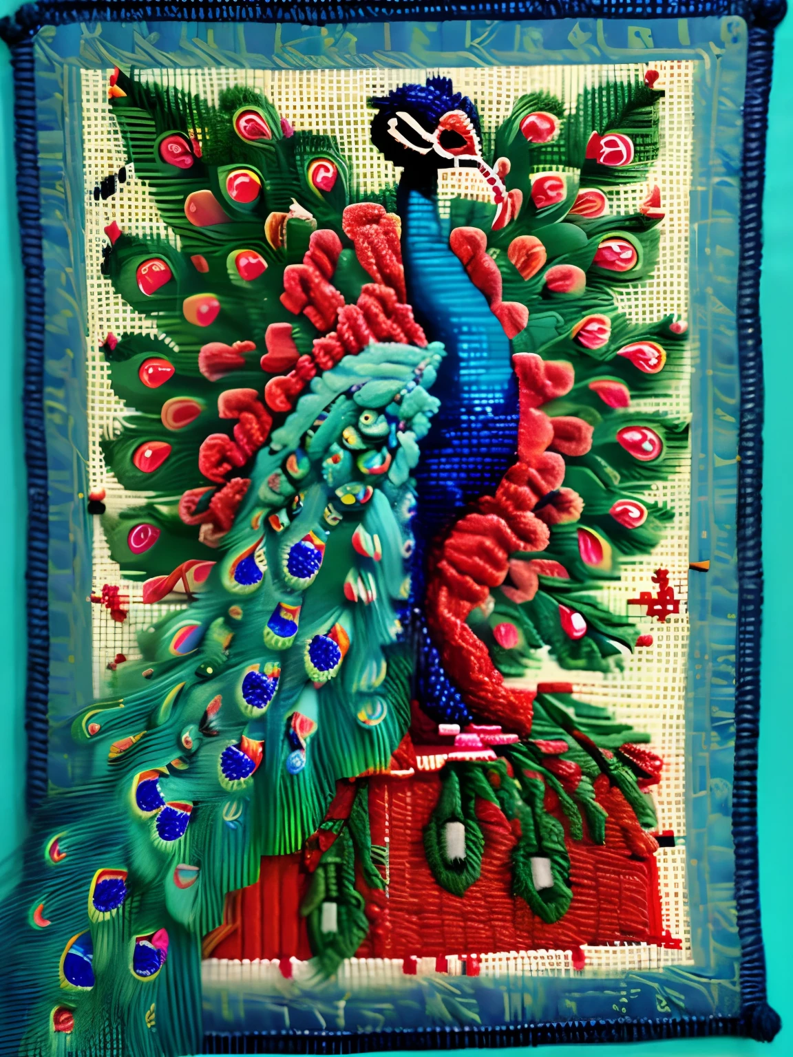 NEEDLEPOINT Hindi peacock in a komono