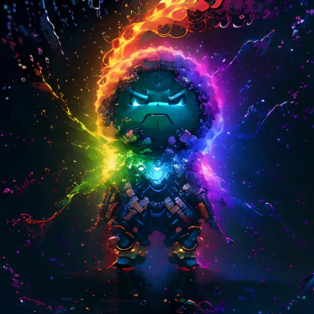Irridescent color、Colorful pop mascot characters,Round and cute space robot, Farbe々ornamented、Colorful backgrounds,Fantasy,intricate-detail {brightened,K HD,32k constellations