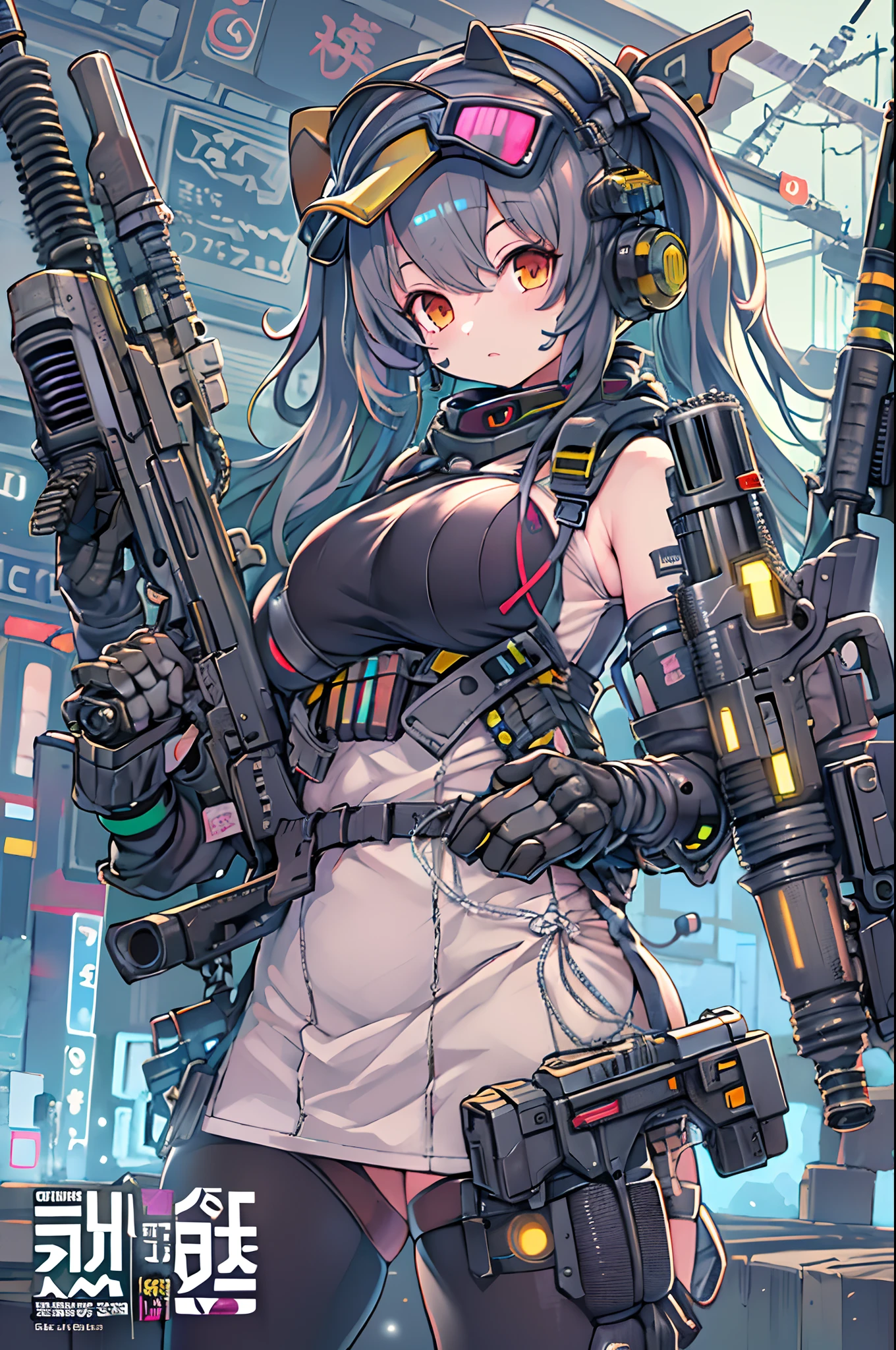 Anime girl with gun and futuristic costume, M4 Sopmod II Girls Frontline, anime machine gun fire, Mechanized soldier girl, railgun, best anime 4k konachan wallpaper, Fine details. girls' frontline, digital cyberpunk - anime art, girls frontline style, from girls frontline, Cyberpunk Anime Girl, cyberpunk anime art, nightcore, anime cyberpunk art