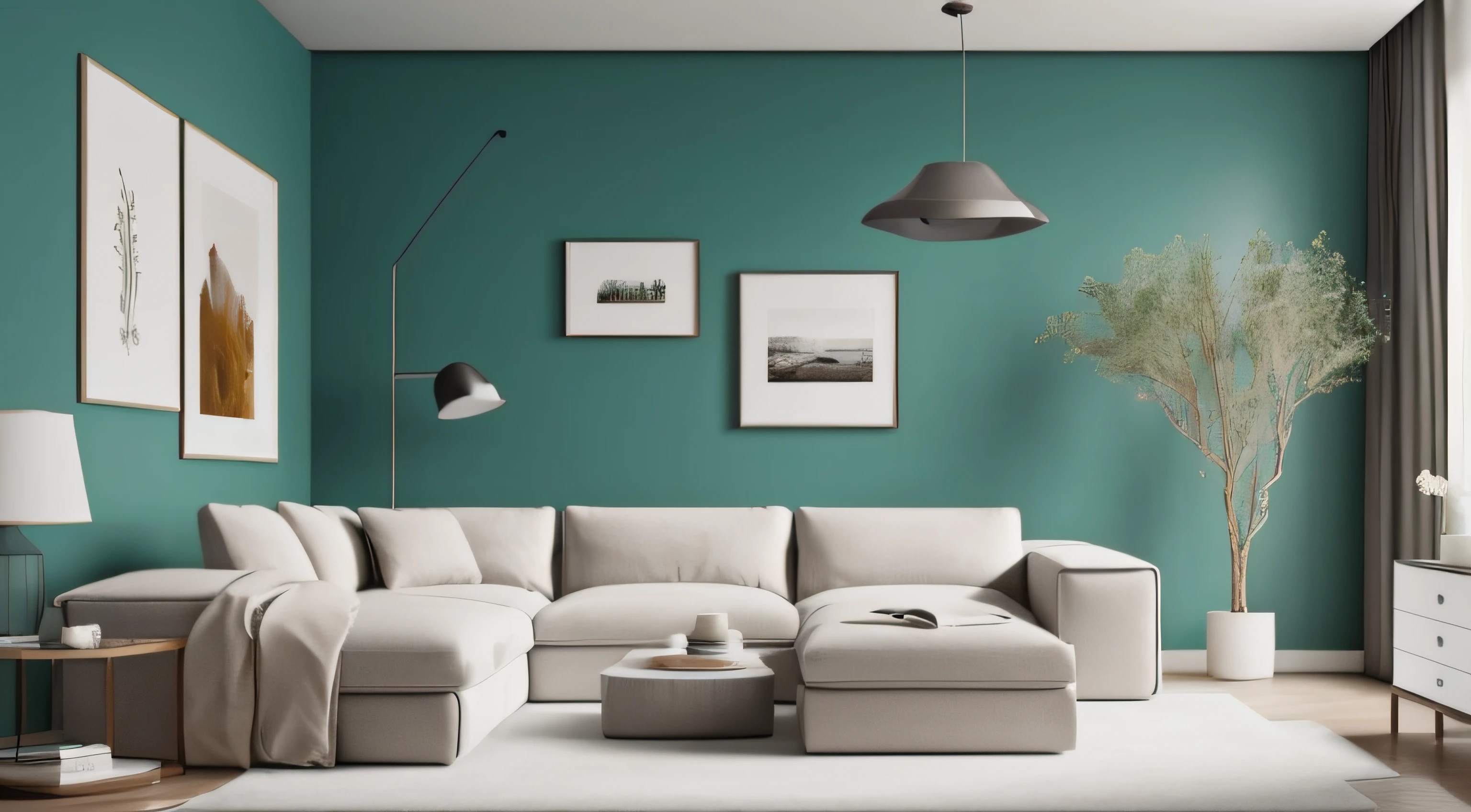 A room with minimal furniture and no people, featuring only one vase, one painting, and one drawer, Without sofa. The walls are painted in a light and low saturation Light color, color name for wall: tacao color code: (RGB code: (R: 246, G: 175, B: 127) Hex : #F6AF7F). The overall color tone of the room is consistent. without any direct sunlight or daylight effect. Tags: one vase, one painting, one drawer, minimal furniture,, one-tone color scheme, no sun, no daylight. From the point of view of a person in front of a parallel wall of the camera, for background, light and low saturation color, color code: color name for wall: tacao color code: (RGB code: (R: 246, G: 175, B: 127) Hex : #F6AF7F)