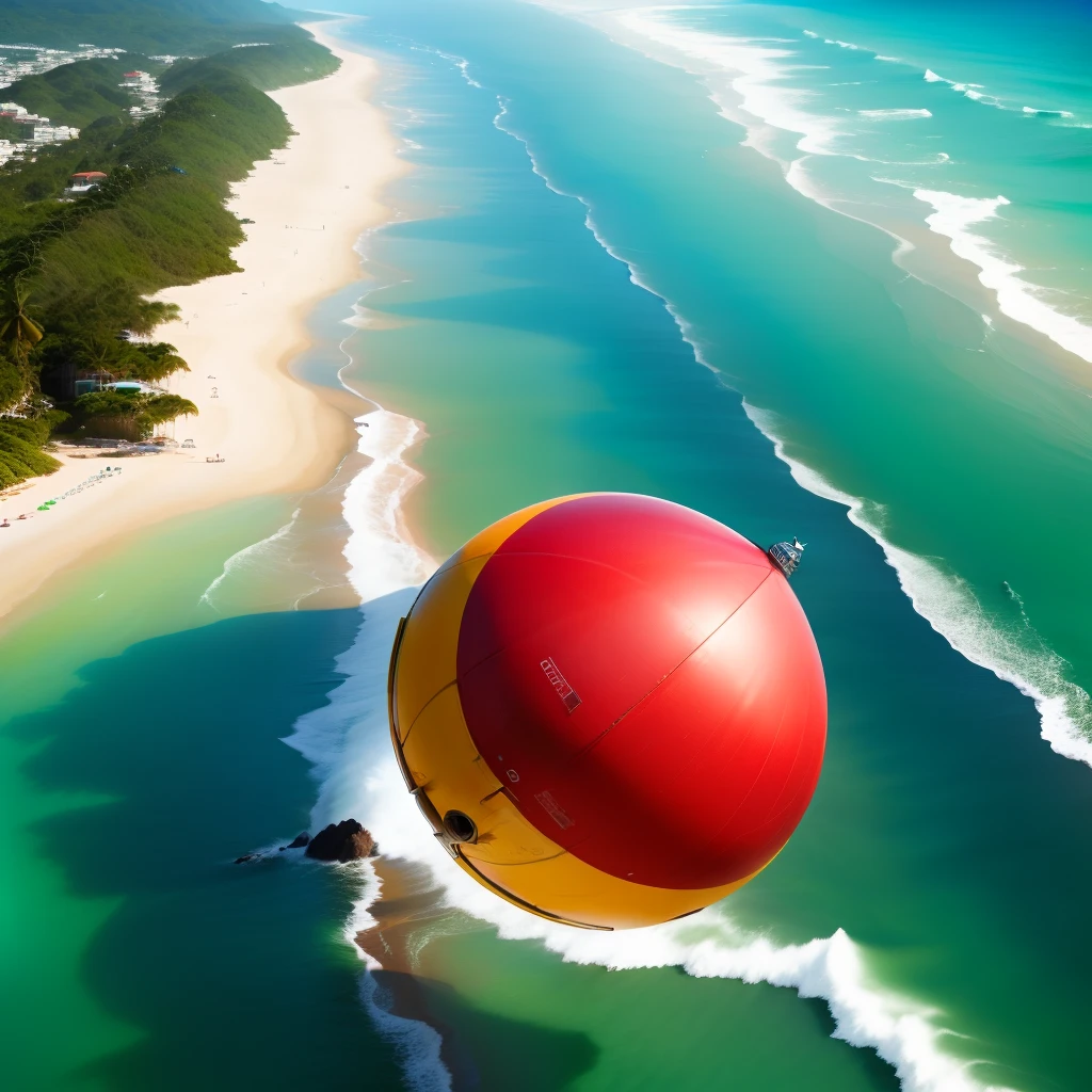 Praia no Brasil com um bombeiro