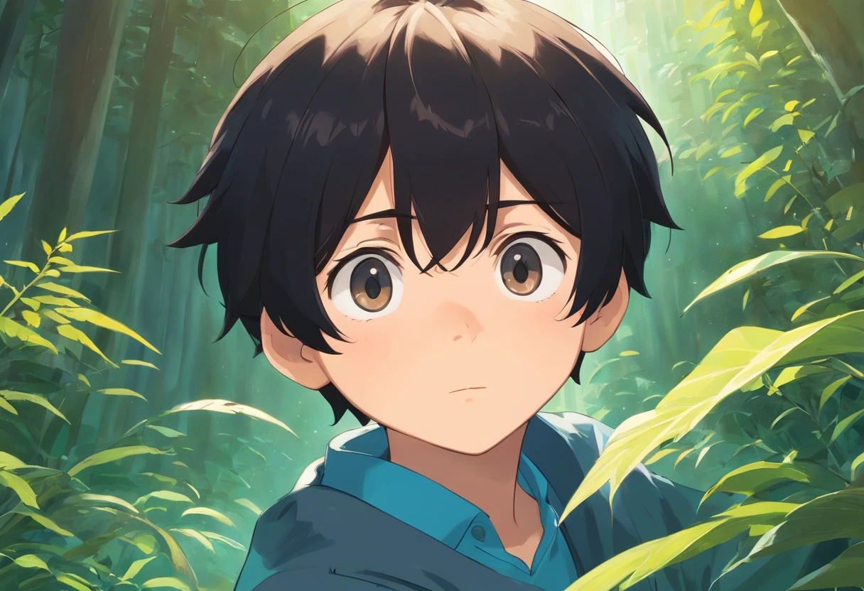 A Modern Student The boy's silky black hair is cut short, Close to the face. Soft hair, shining like silk. The hair is neatly stroked, Show neatness, boy's cleanliness.
The boy's dark eyes were big, Glittering like two black pearls. The eyes glowed with intelligence and stealth. Elite eyes, agile, Show quick wit, boy's acumen.