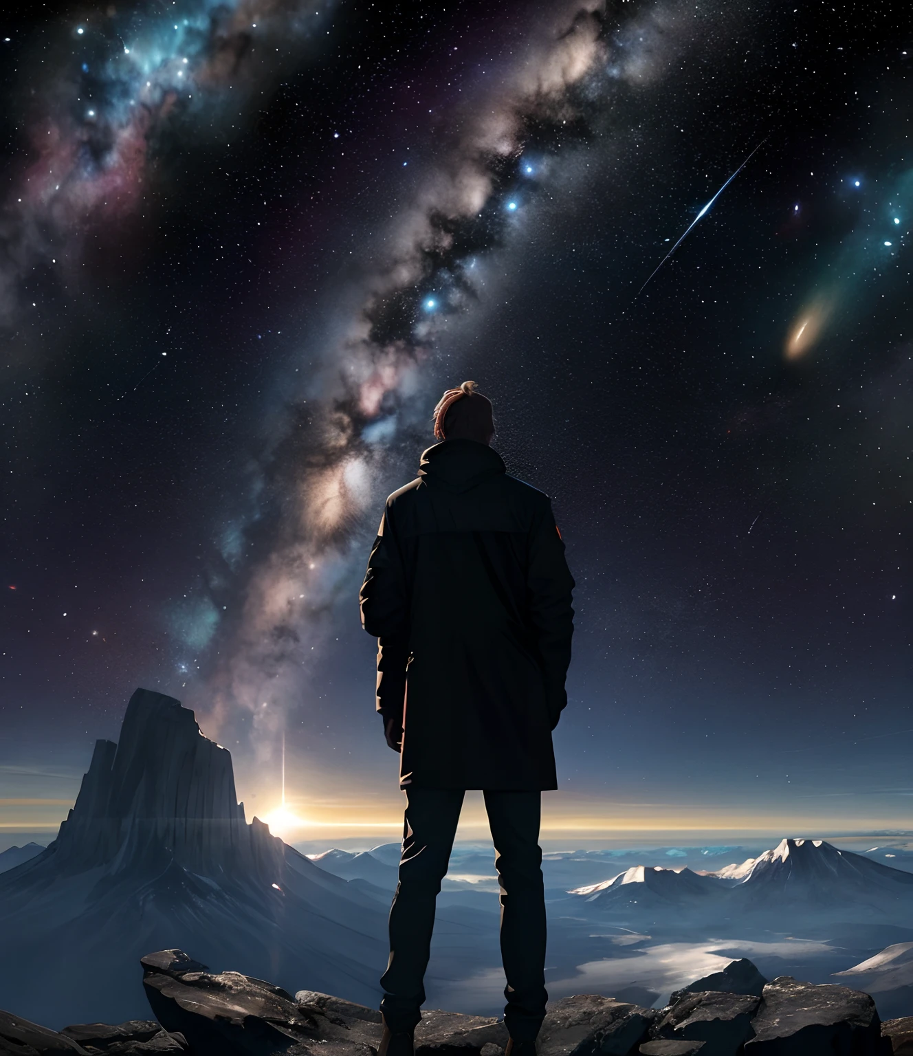 Man at edge of creation of the universe
