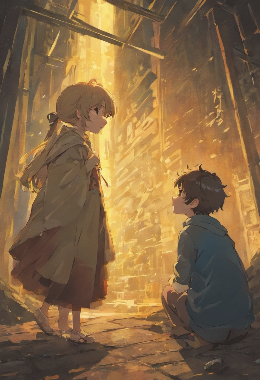 A child talking to his mother