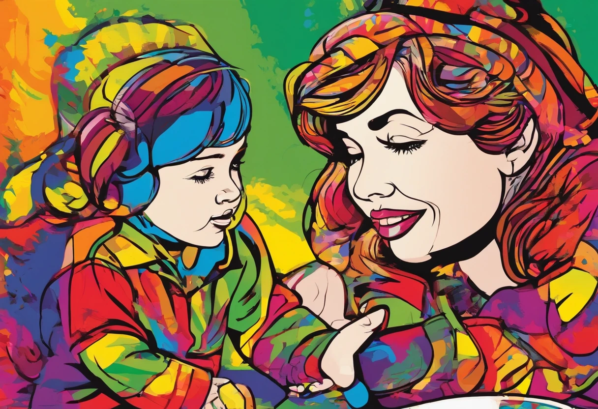 A talking to his mother