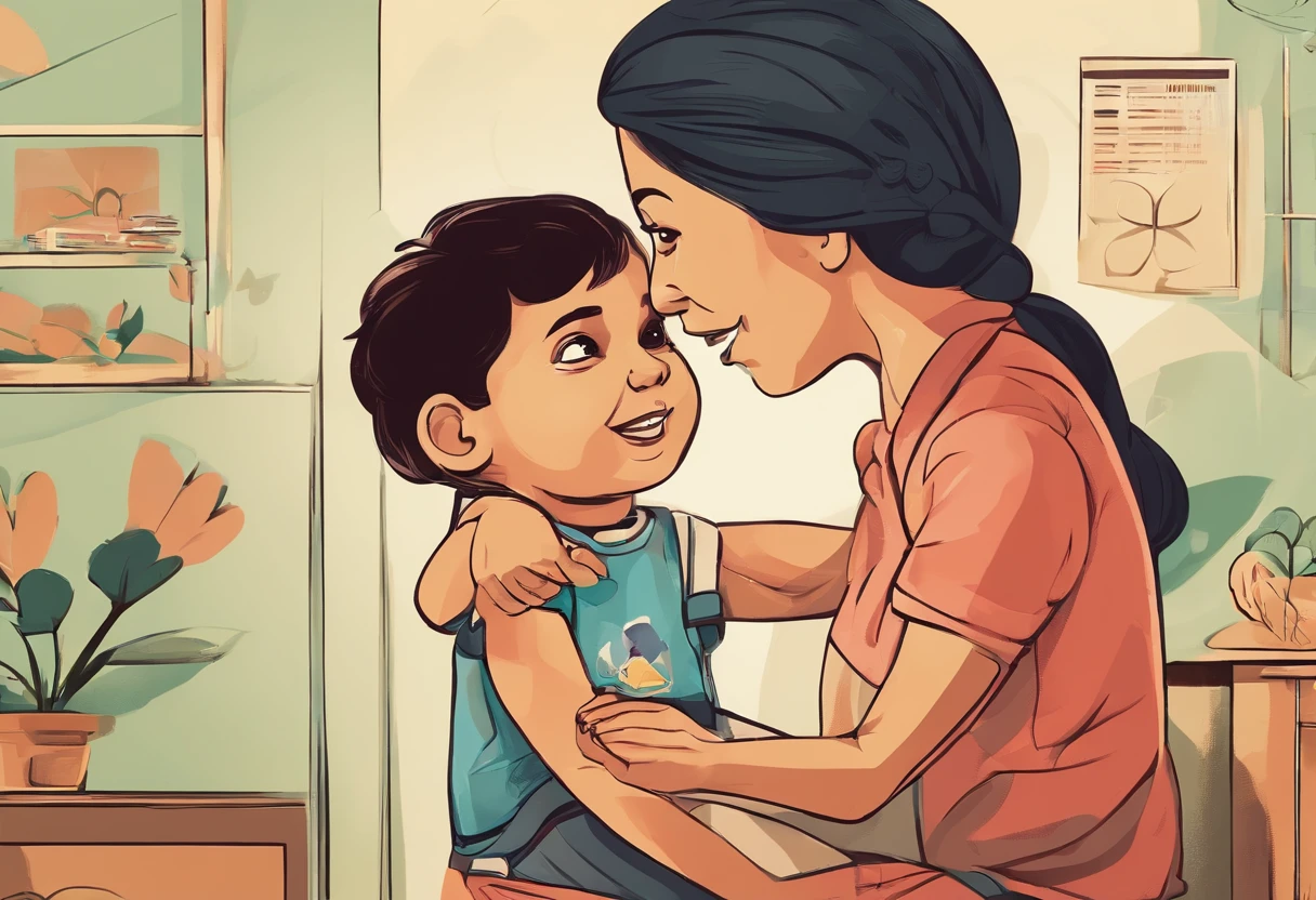 A talking to his mother