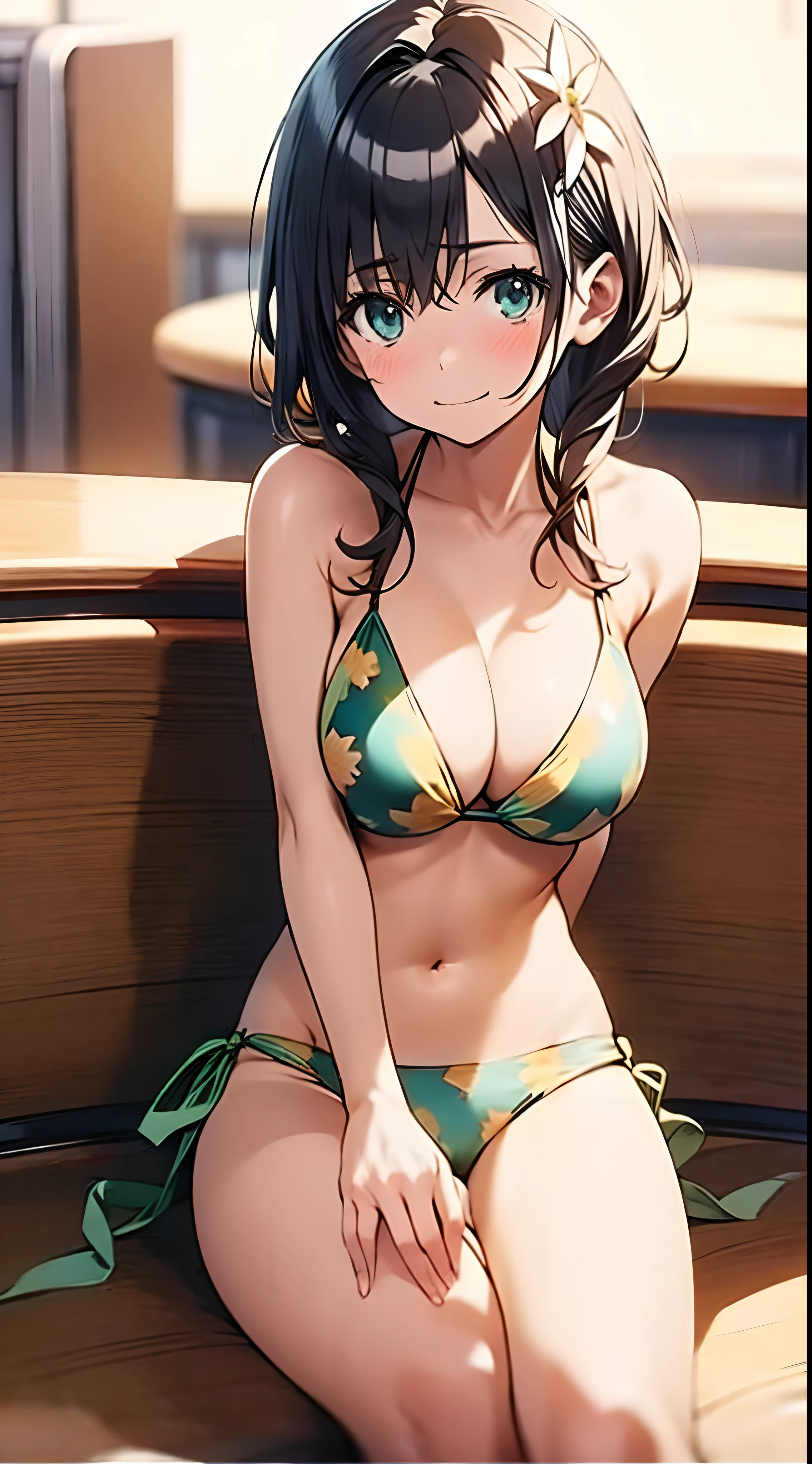 1womanl, ,((maikurobikini)),Beautiful breasts,,well-styled,,(Facing the front)((())),(((Shy face))),Nariko Saten,sand beach,