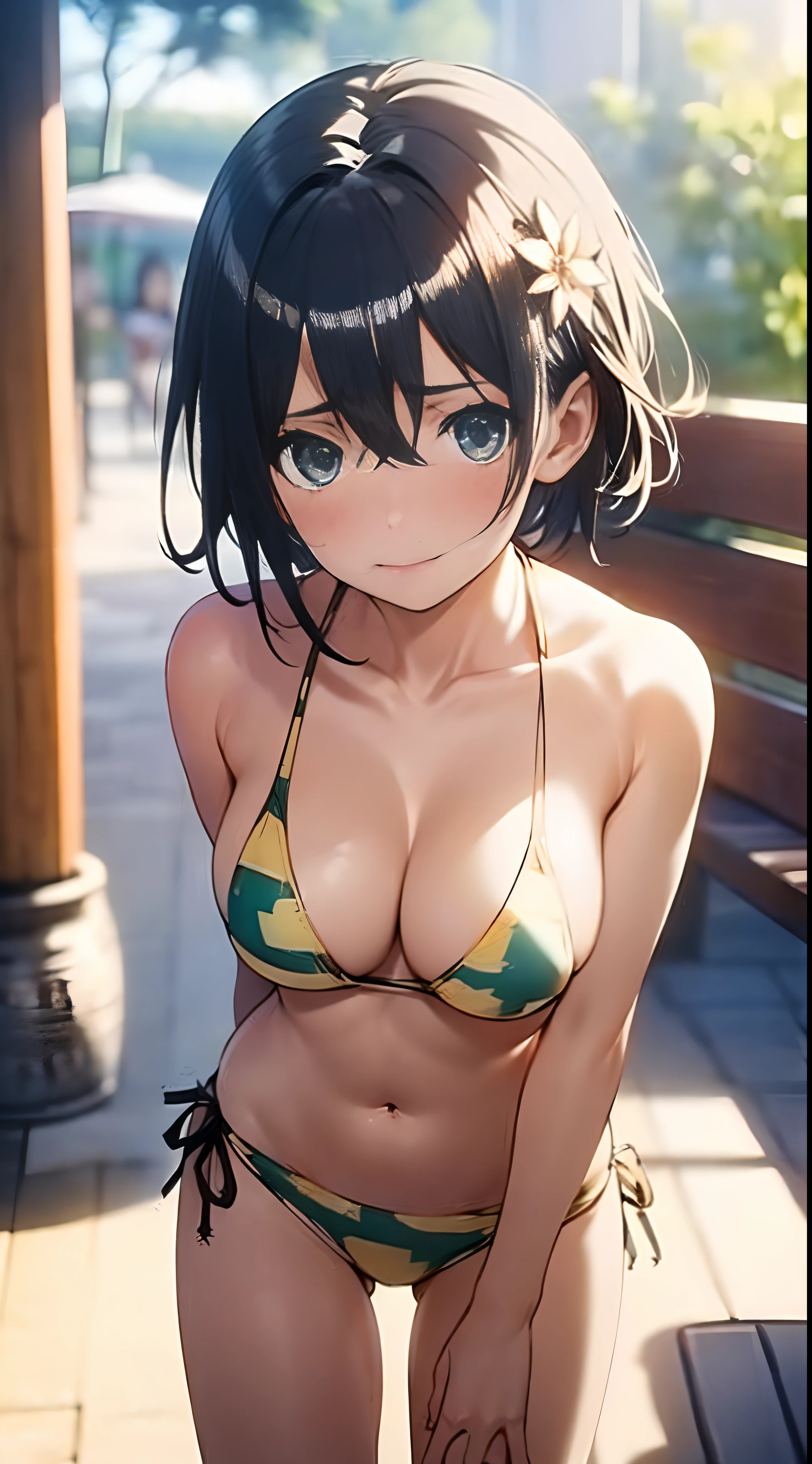 1womanl, ,((maikurobikini)),Beautiful breasts,,well-styled,,(Facing the front)((())),(((Shy face))),Nariko Saten,sand beach,