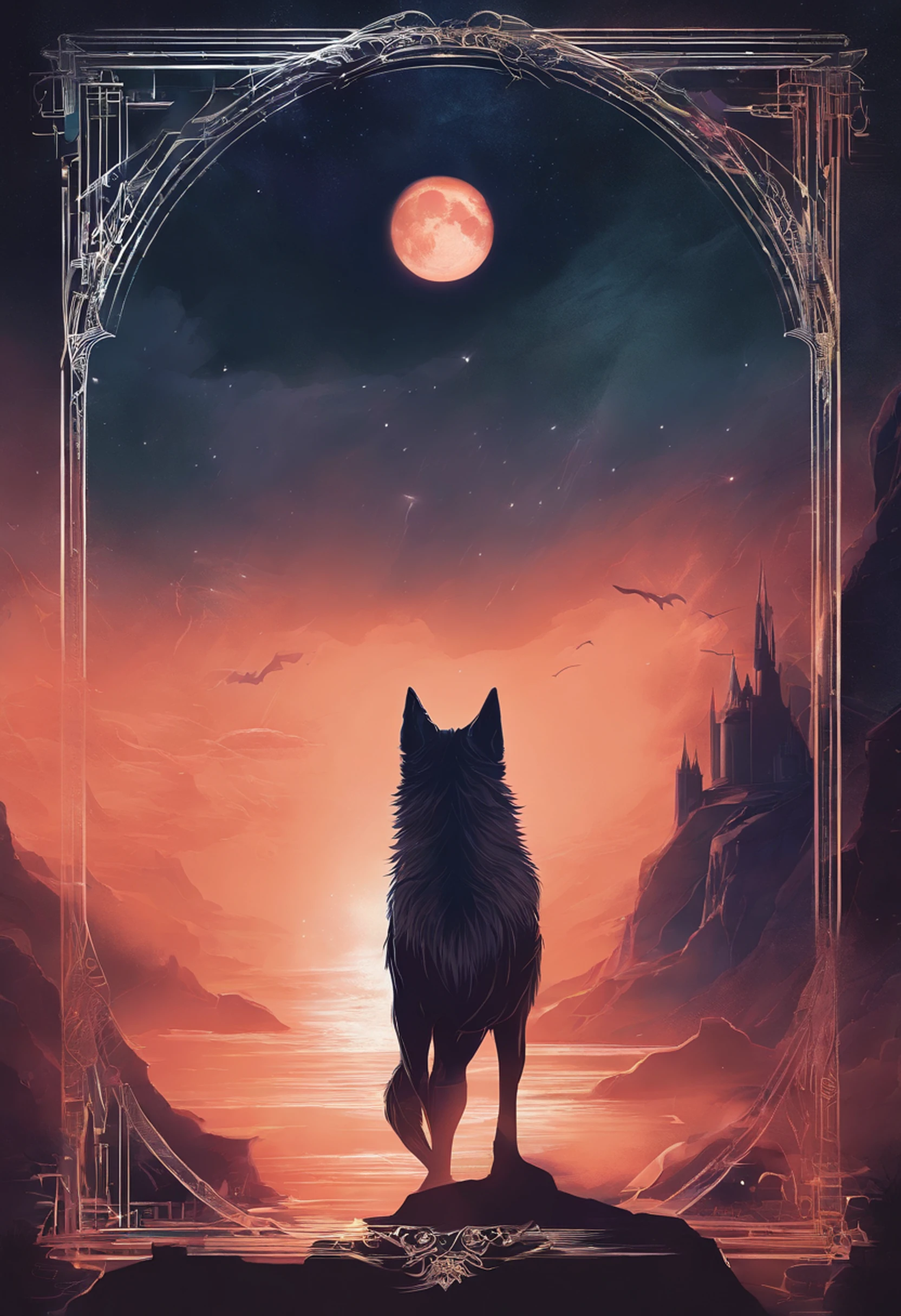 Create a captivating logo design featuring an evil wolf in the foreground, bathed in the eerie glow of a full moon in the background. The wolf should exude a sense of malevolence, with sharp, menacing features. Surround the scene with a mystical aura, and incorporate
subtle elements of darkness and mystery.4k resolution.Using Cinema 4d.Fantasy art.Focused on character .