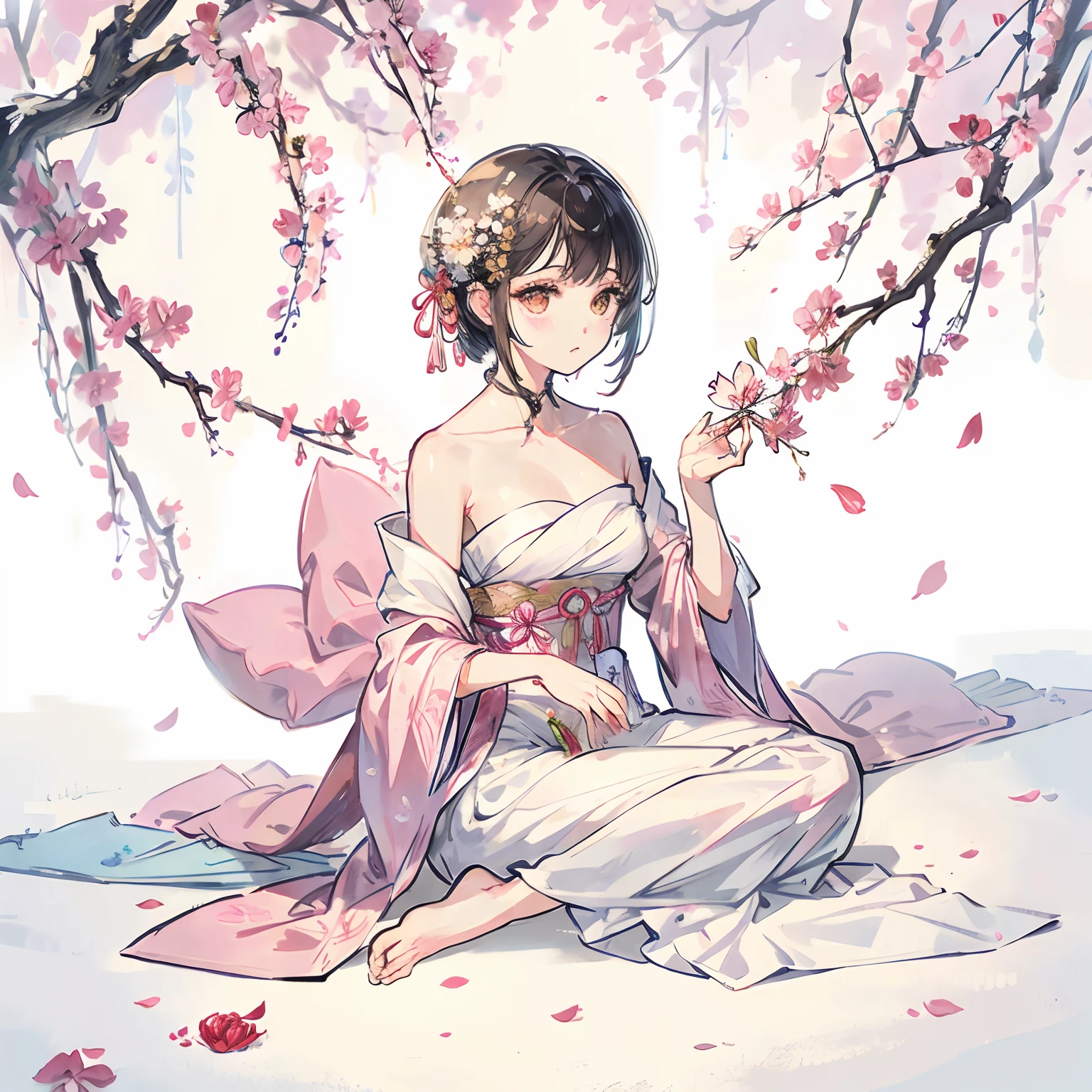 chandelle、aroma Candle、aroma、Tree branches、flower petals、shizuku