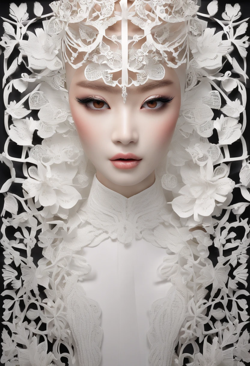(8K, RAW photo, Photorealistic:1.25) ,( Gloss on lips, eyeslashes, gloss face, Glossy glossy skin, Best quality, 超高分辨率, Depth of field, color difference, Caustics, Broad lighting, naturalshadow,Kpop idol) Look at the audience with an eerie smile,