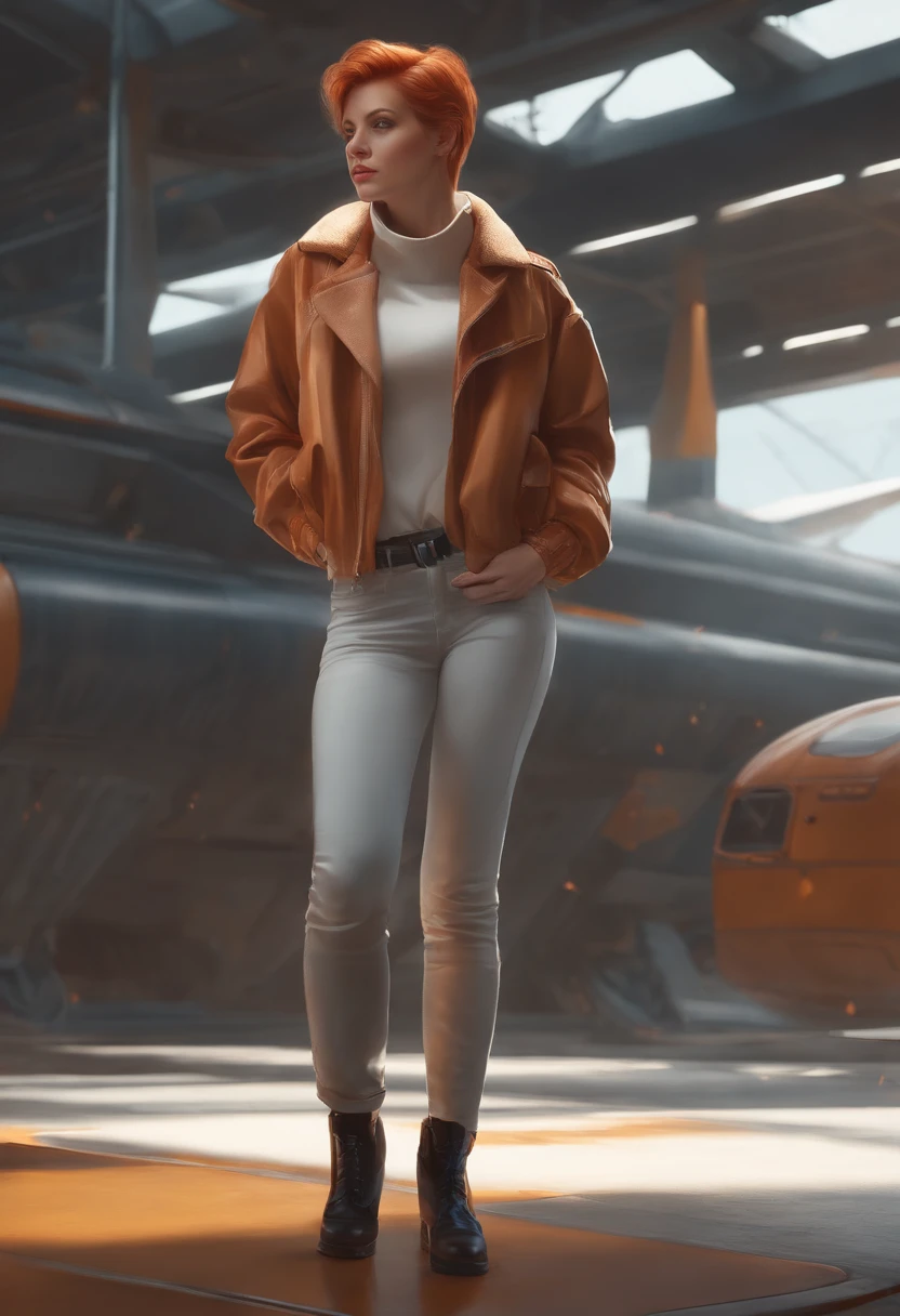 Perfect centralization, Cute little redhead puppy everywhere, Wear a jacket, Standing position, Abstract beauty, centre, Looking at the camera, Facing the camera, Approaching perfection, Dynamic, takeout, ighly detailed, digitial painting, art  stations, concept-art, suave, foco nítido, 8K, hight resolution, Illustration, art by:Kahne Griffith and Vadim Kashin, futuristic background.