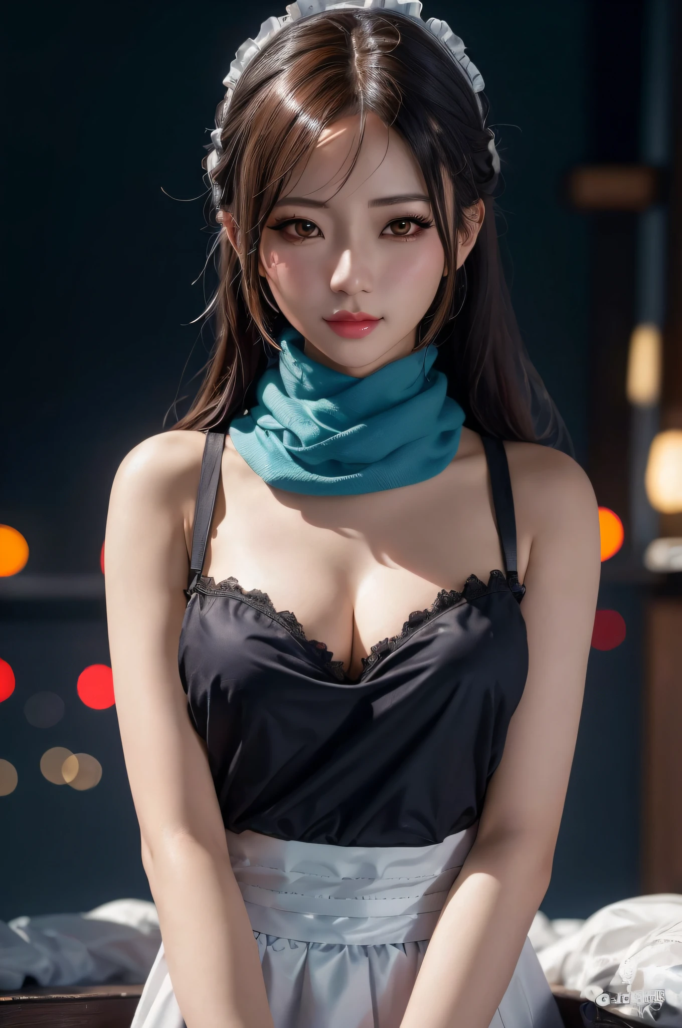arafed woman in a maid outfit posing for a picture, 8k artgerm bokeh, trending on cgstation, 🤤 girl portrait, ross tran 8 k, soft portrait shot 8 k, seductive anime girl, trending at cgstation, beautiful asian girl, ig model | artgerm, seductive tifa lockhart portrait, gorgeous chinese model, waist up portrait