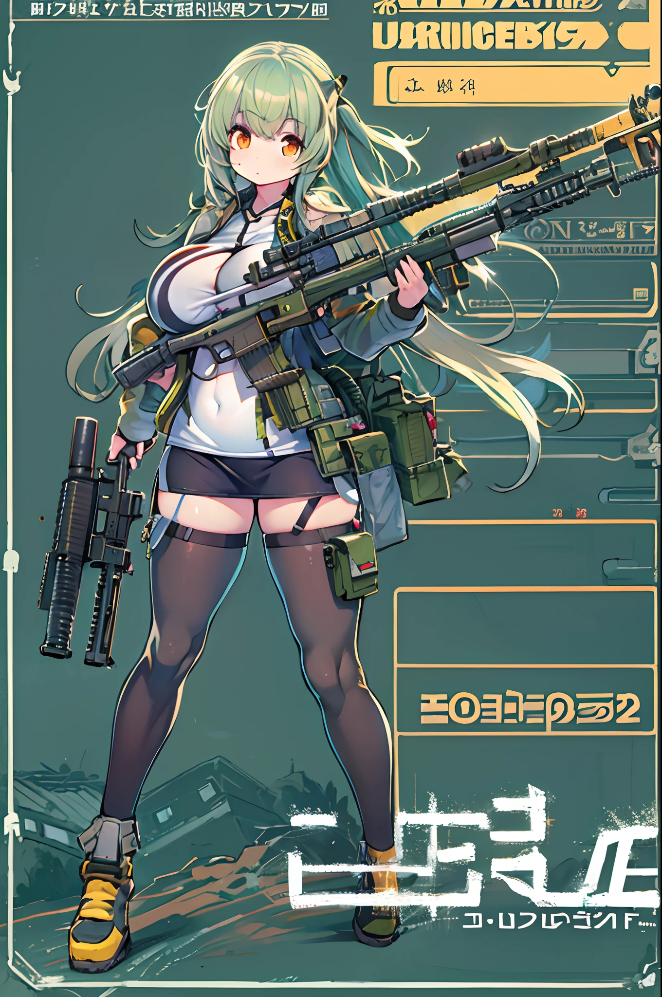 Anime girl with gun and futuristic costume, M4 Sopmod II Girls Frontline, anime machine gun fire, Mechanized soldier girl, railgun, best anime 4k konachan wallpaper, Fine details. girls' frontline, digital cyberpunk - anime art, girls frontline style, from girls frontline, Cyberpunk Anime Girl, cyberpunk anime art, nightcore, anime cyberpunk art、Chibi、bbw、huge-breasted、