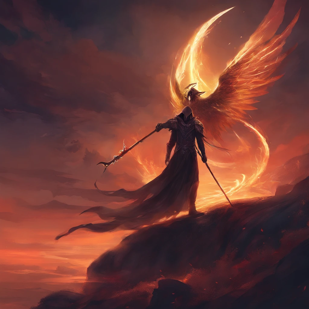 a phonk cover with a gliched dark angel of death with his scythe