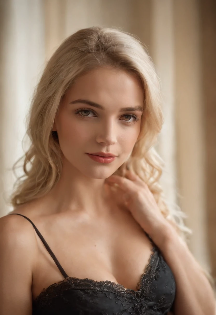 Nur die [1 Frau] , Sex, blondes Haar, seios enormes, (chiseled belly), (Dunkle Haut), (nackt), In einem Schloss, in der Hocke, erotisches Bild, sexy Blick, Beautiful Breasts