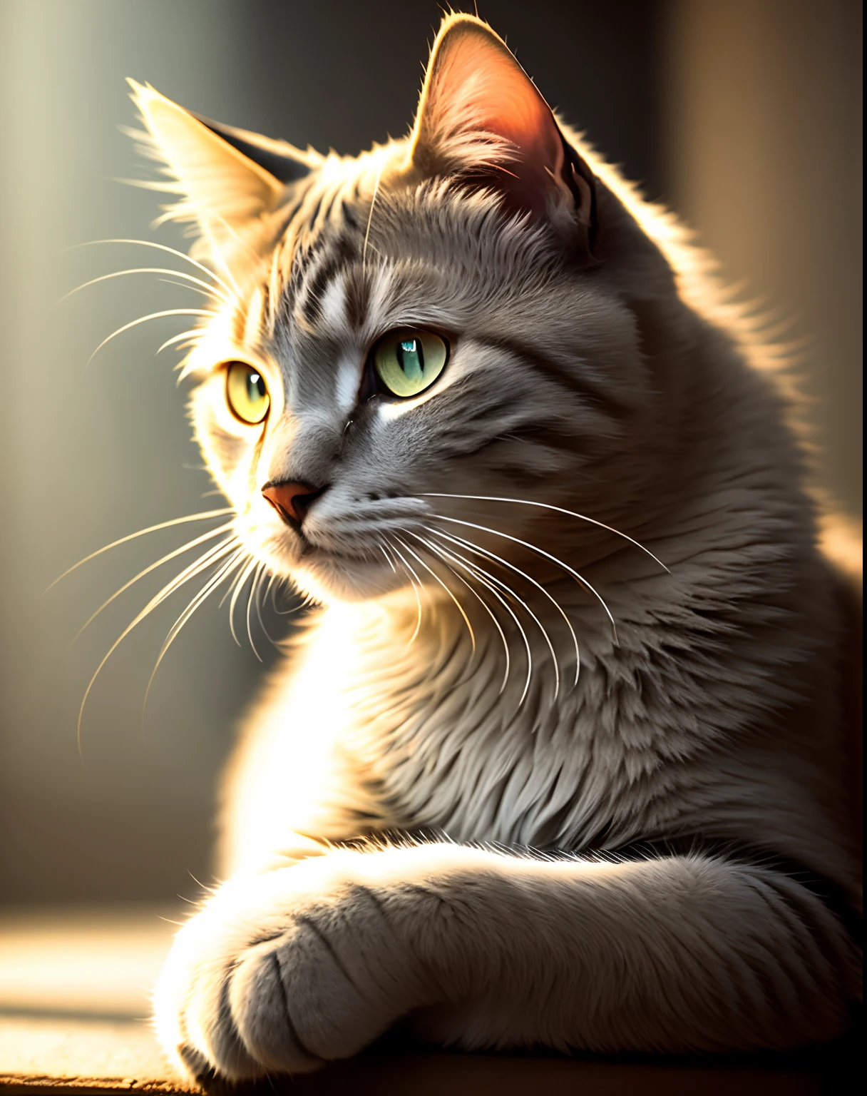 a porthait of cat, cinematic, rim light, 4k textures, soft cinematic light, adobe lightroom, photolab, hdr, highly detailed, sharp focus, soothing tones, hyperdetailed, low contrast, soft cinematic light, exposure blend, hdr,