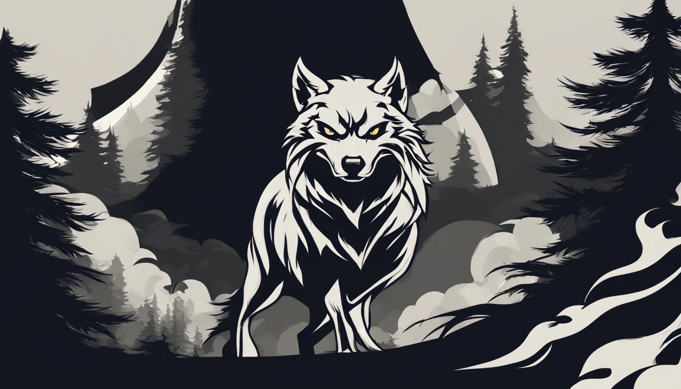 Crie um design de logotipo cativante com um lobo ninja maligno em primeiro plano, banhado pelo brilho sinistro de uma lua cheia ao fundo. O lobo deve exalar um senso de maldade, com afiado, Threatening characteristics. Surround the scene with a mystical aura, and incorporate subtle elements of darkness and mystery.4k resolution.usando o Cinema 4D.arte de fantasia.focused on character .