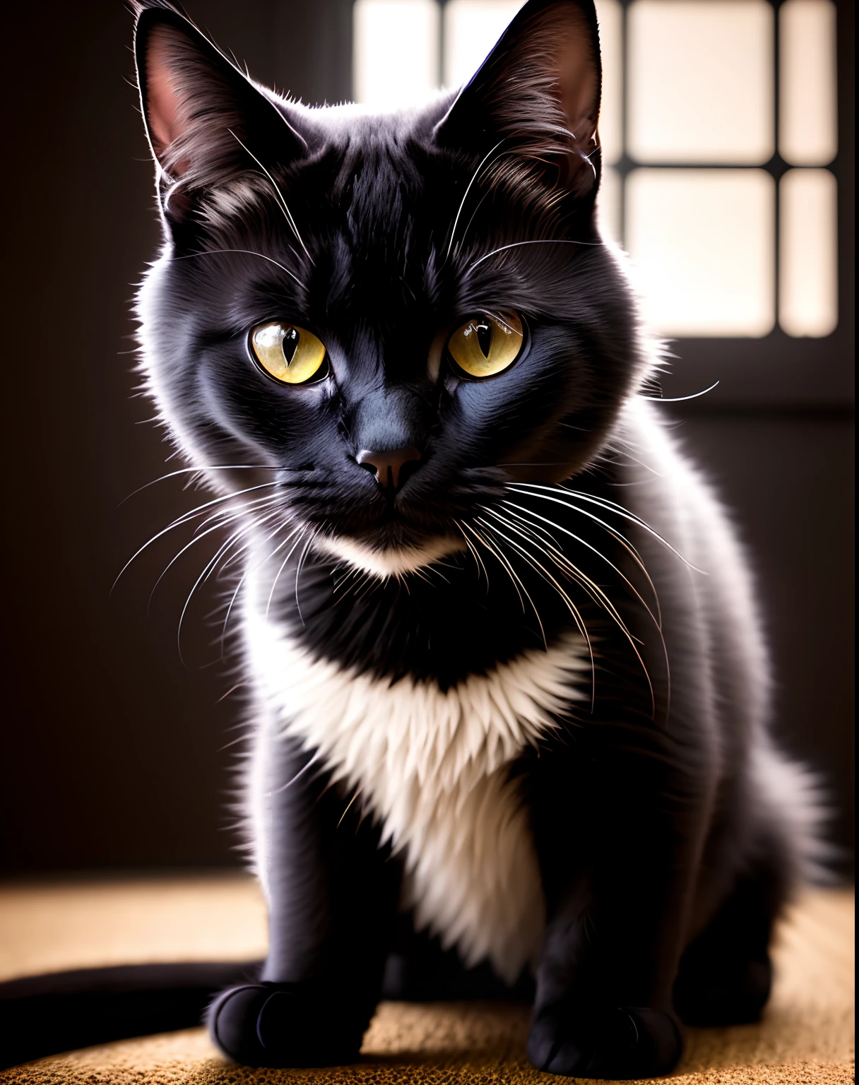 black cat cat, cinematic, rim light, 4k textures, soft cinematic light, adobe lightroom, photolab, hdr, highly detailed, sharp focus, soothing tones, hyperdetailed, low contrast, soft cinematic light, exposure blend, hdr,