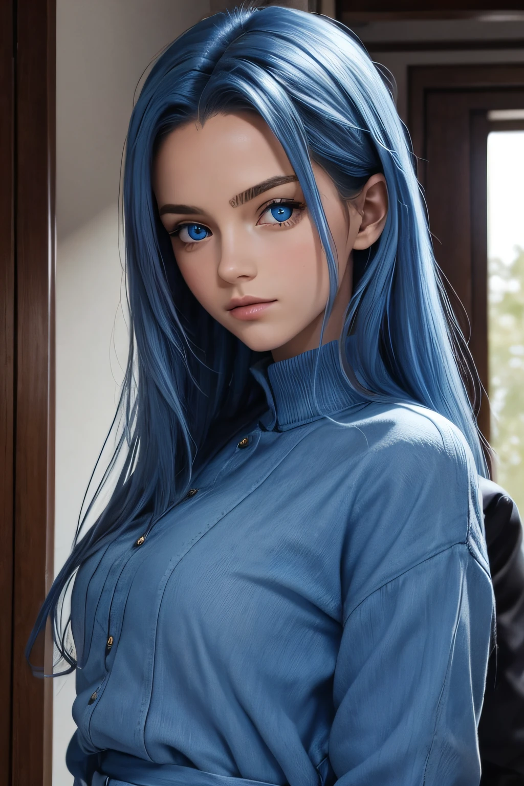 15 ans cheveux bleus clair yeux bleus