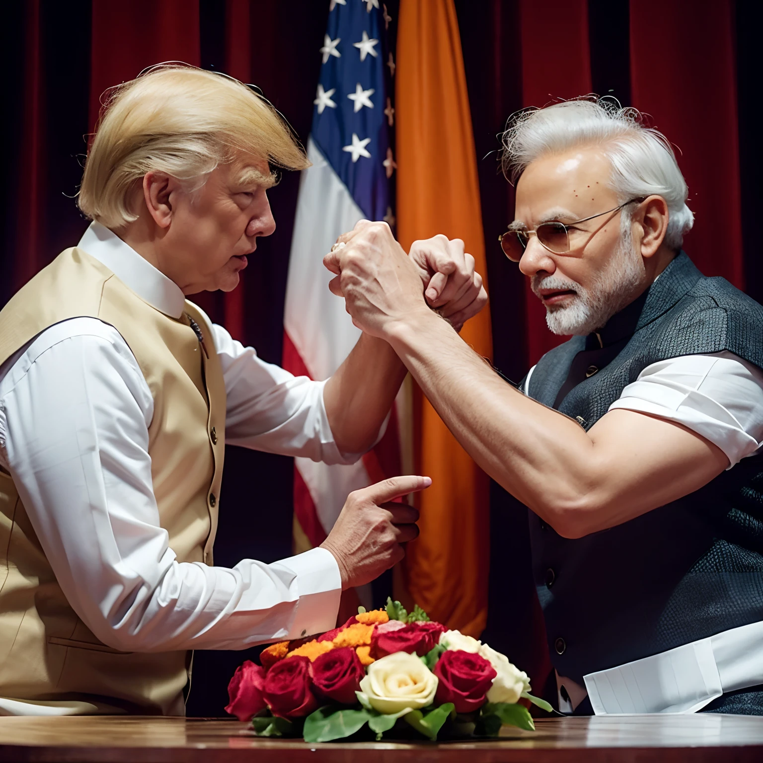 Donald trump and narendra modi arm wrestling