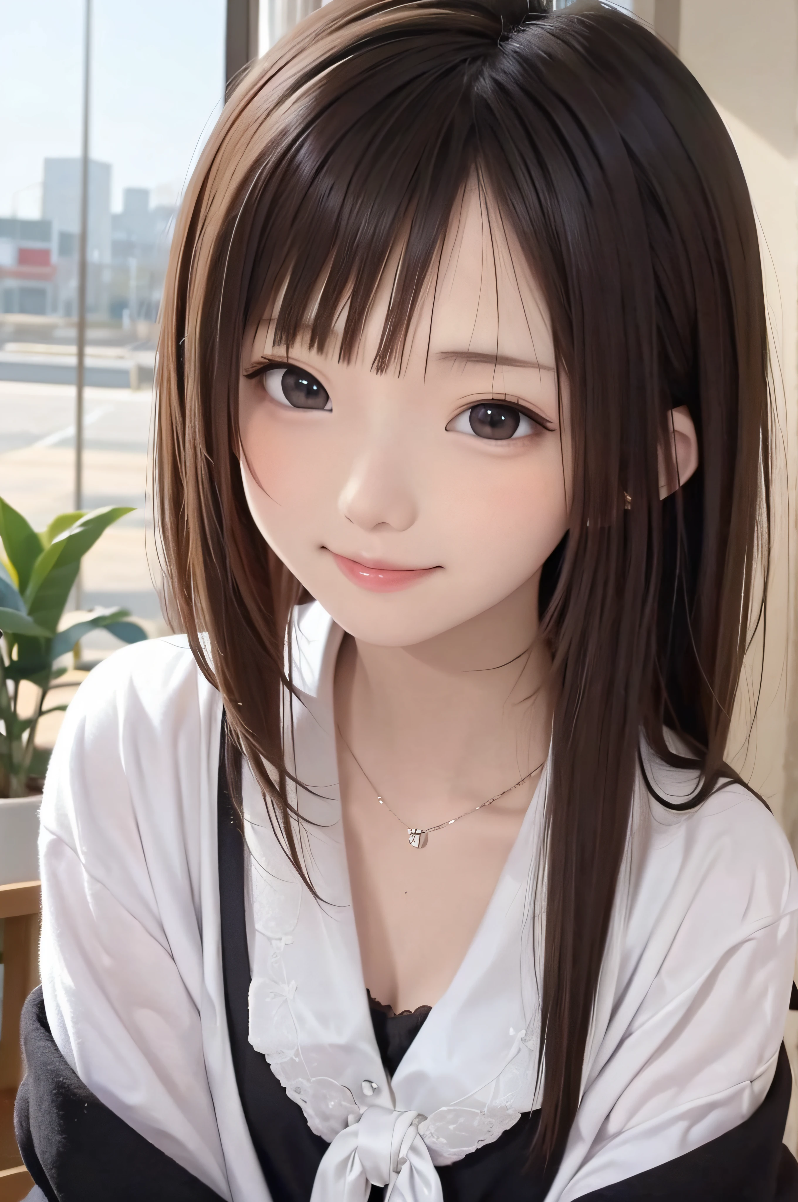 (Background white、White background、The background is all white)、17 age、brown haired、beautidful eyes、real looking skin、hi-school girl、a sailor suit、small tits、(8K、​masterpiece)、(reallistic、Photorealsitic)、top-quality、ighly detailed、The ultra-detailliert、Beautie、cute little、japanes、Idol、a smile、ssmile、Close-up portrait、Healthy face