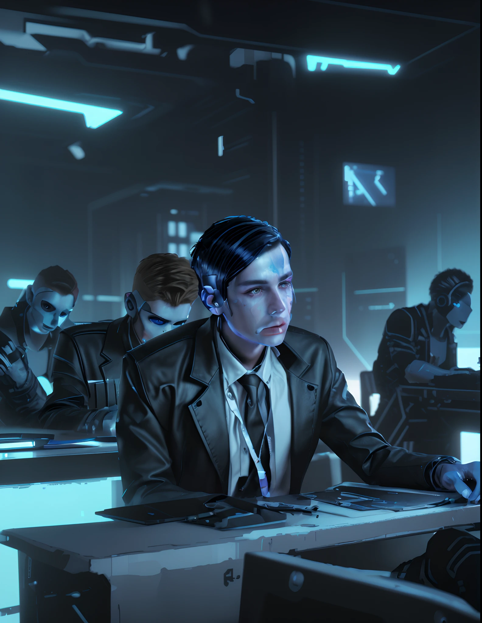 create a cyber punk background and handsome boy, realistic face, 8k ultra realistic