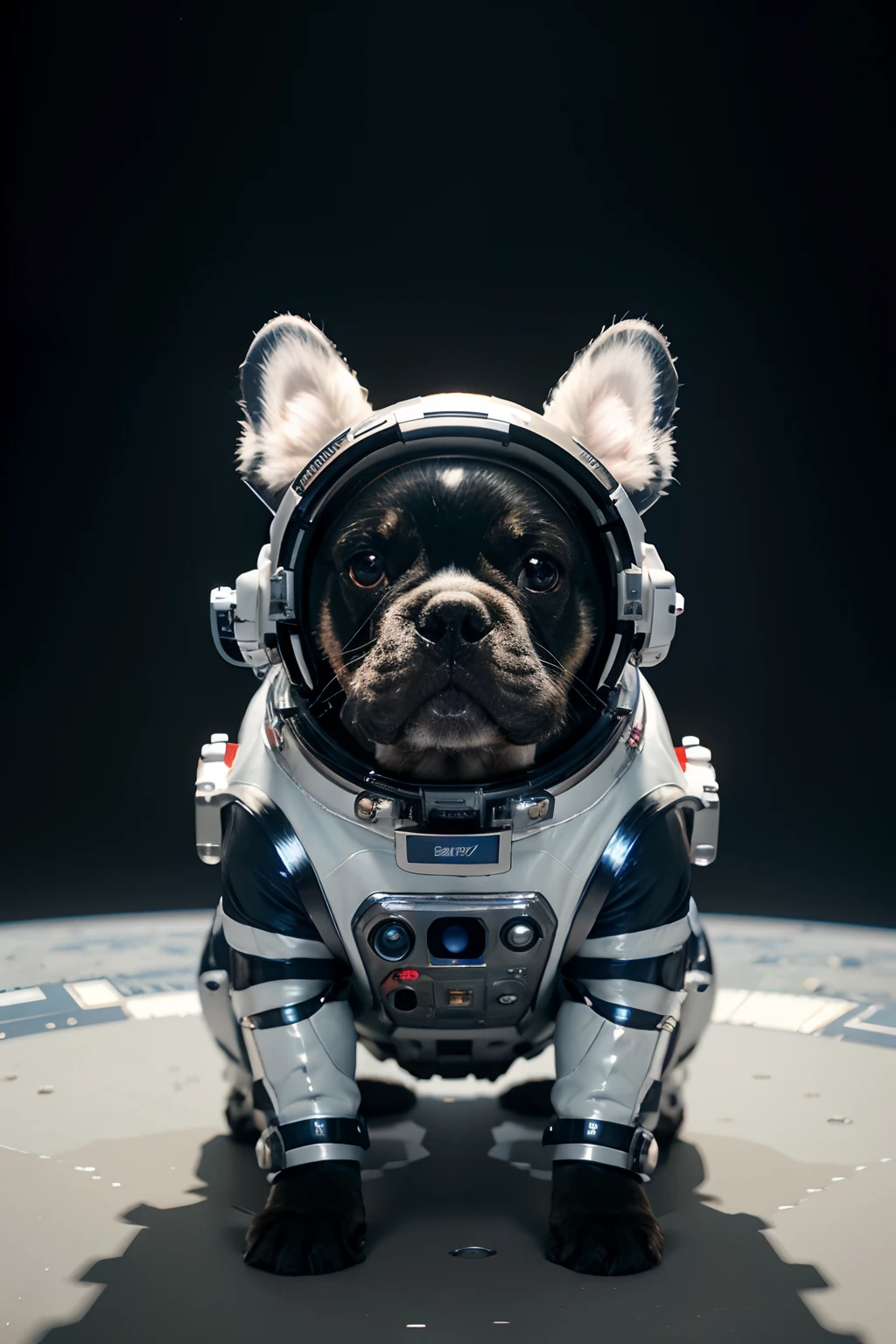 Dog French bulldog in spacesuit isolated on white background, Astronaut French Bulldog Dog, Cyborg puppy, Space Dog, Space Dogs, Cyborg dog, Cyborg dog, Cyberpunk dogs, Armored dogs, A dog summons a spaceship, ultrarealistic concept art, Robot Dog,hyper - realistic render, hyper realistic rendering,