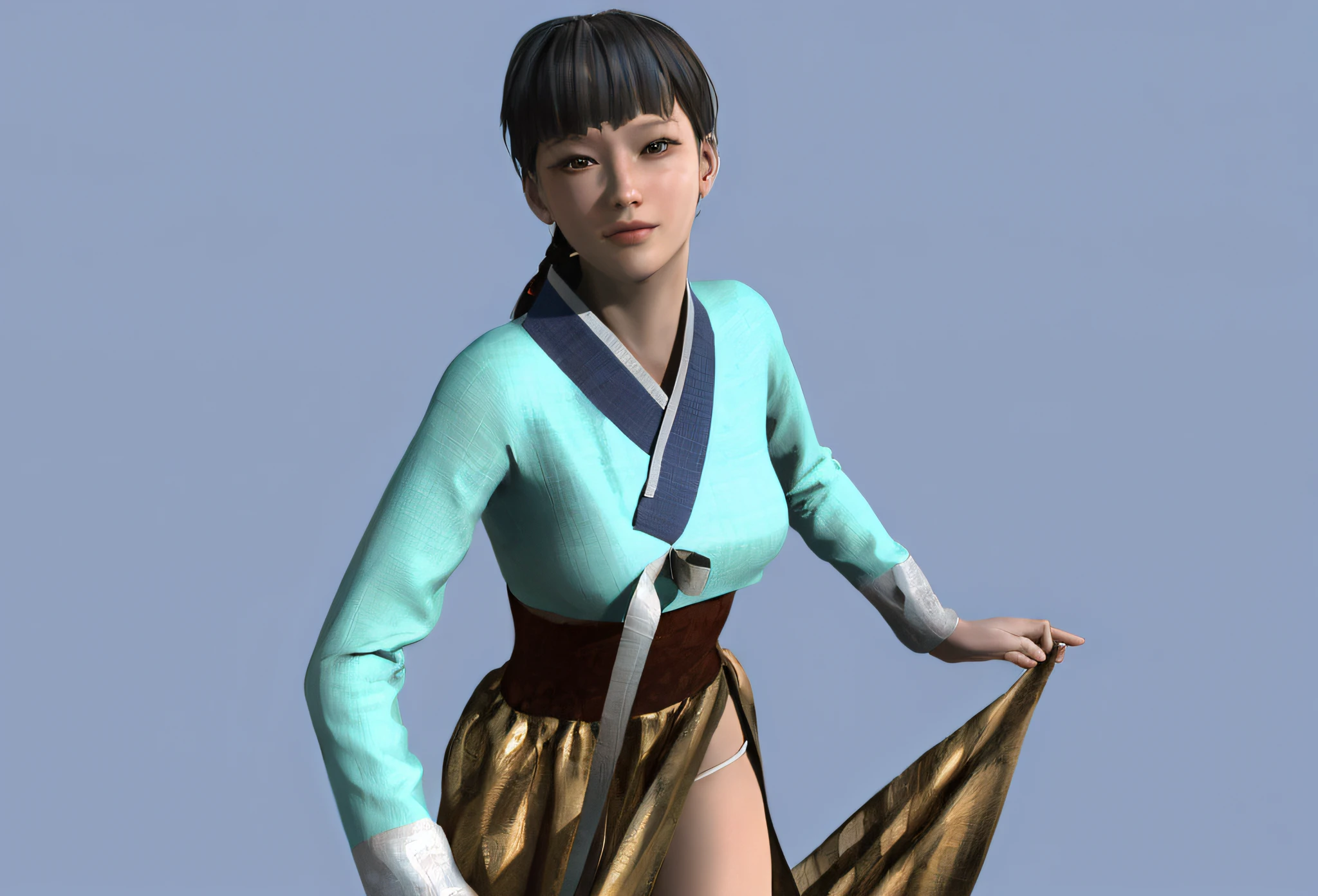 High Detail, hyperrealism, Cinematic lighting, radiant light, Abuse of chromatic aberration, 8K, Best Quality, Award-Standing, Masterpiece, high resolucion, Traditional Korean Hanbok, A girl with, Sorrisos