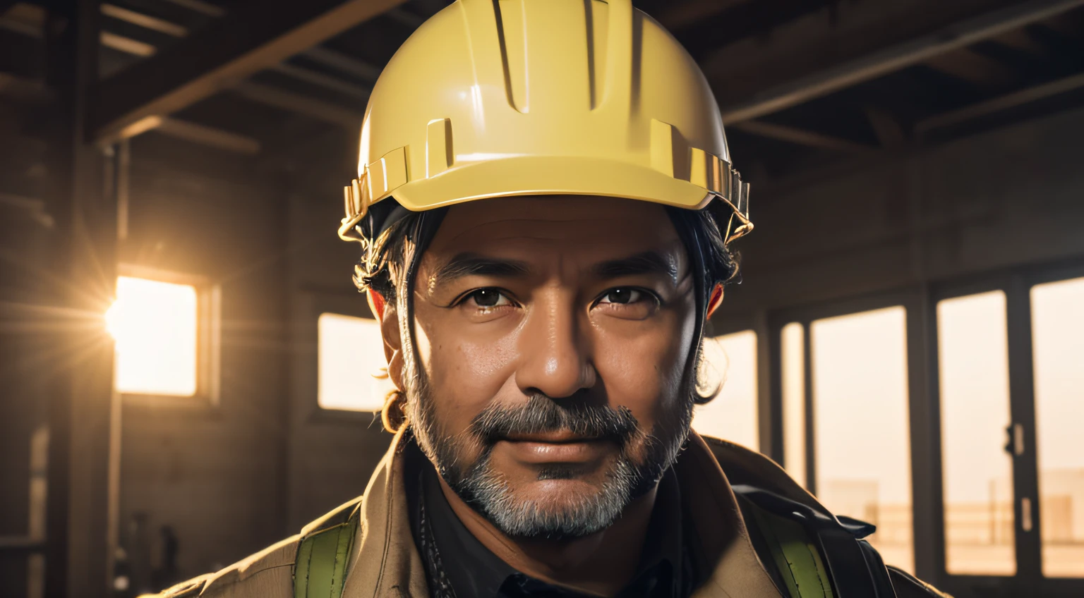 portrait of an engineer, wearing construction hat, 8k uhd, dslr, soft lighting, high quality, film grain, Fujifilm XT3