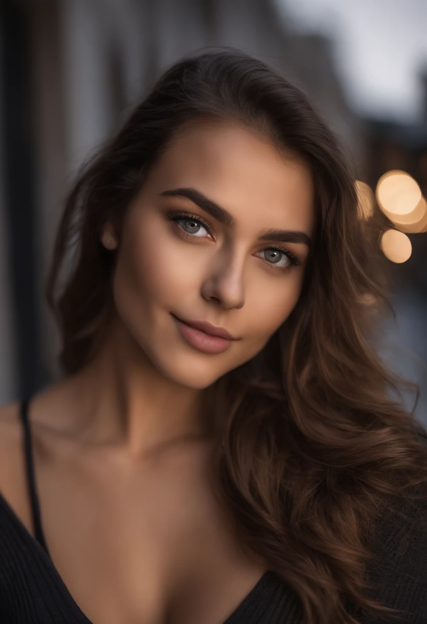 Femmes totalement Alafed , Italienne, corps entier, mise au point nette, highly detailed, detailed skin, 4K, professional, smile, best quality, detailled eyes, fille sexy aux yeux bruns, A hyper-realistic, Meticulously detailed, Portrait Sophie Mudd, cheveux bruns et grands yeux, selfie of a young woman, Violet Myers, sans maquillage, maquillage naturel, looking straight at camera, Visage avec Artgram, Maquillage subtil, De superbes photos du corps entier, dans la ville, Buste de taille moyenne、Je ne porte rien sur le haut du corps.、Enlevez le soutien-gorge、collants noirs
