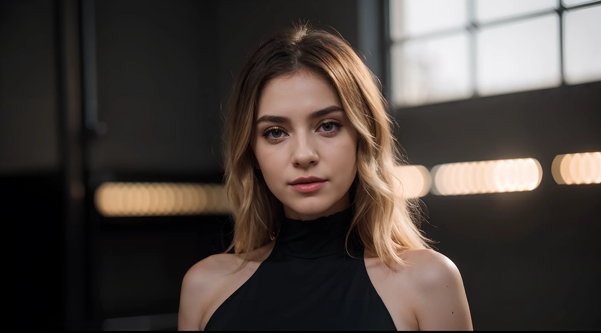 Cinematic Photography Professional Photography, Create the image of a beautiful 26-year-old girl, dark green eyes, blonde hair, Standing, Frontal pose, Dressed in a black dress, Headshot N-4 F1.8 HD Wallpapers Trend Instagram Photos Award-winning photography 4K 8k detailed hyper-realistic cinematic photography beautiful volumetric lighting octane render Unreal Engine 5 rendered with nanite Canon EOS R3 Fujicinematographic X-T 30 Sony Alpha GW 6 0D Mark IV lens flares dark lights. Photo 35 mm, film, bokeh, professional, 4k, Headshot N-4 F1.8 HD-обоев Трендовая фотография в Instagram 4K Photo Отмеченная наградами 8K детализированная гиперреалистичная кинематографическая фотография Красивое объемное освещение Octane Render Unreal Engine 5 Рендеринг с объективом Canon Nanite EOS R3 Fujicinematographic X-T 30 Sony Alpha GW 6 0D Mark IV Темные сигнальные огни. Photo 35 mm, film, bokeh, professional, 4k, higly detailed