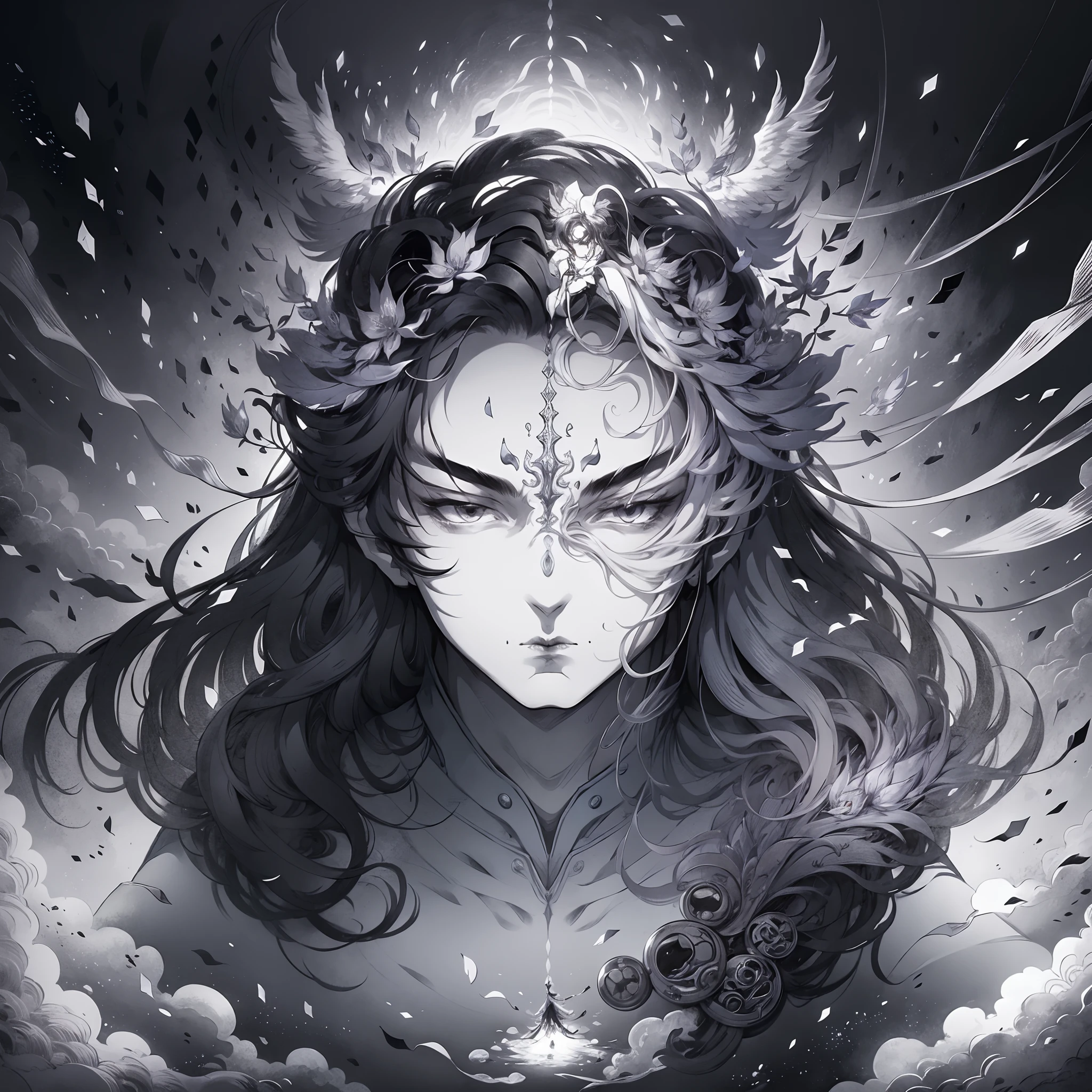 Satoru Gojo in infinite mode, ultra 4k, image in white/black mode, HD anime --auto --s2