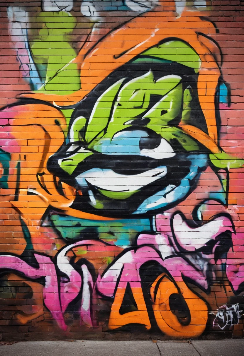 "MattyCooksNice", wildstyle, on faded brick wall in new york city