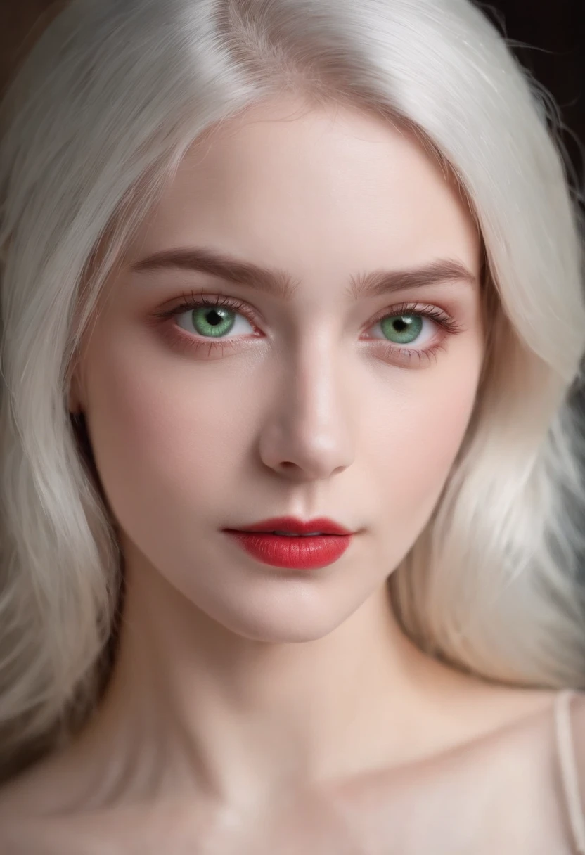 (((a deep reddish wound crosses her left cheek))) fair complexion, woman around 19 years old, natural white hair, distinctive green eyes, wearing kohl, slender and graceful, beautiful, ultra sharp focus, realistic shot, short blue revealing dress, tetradic colors (scar:1.4)