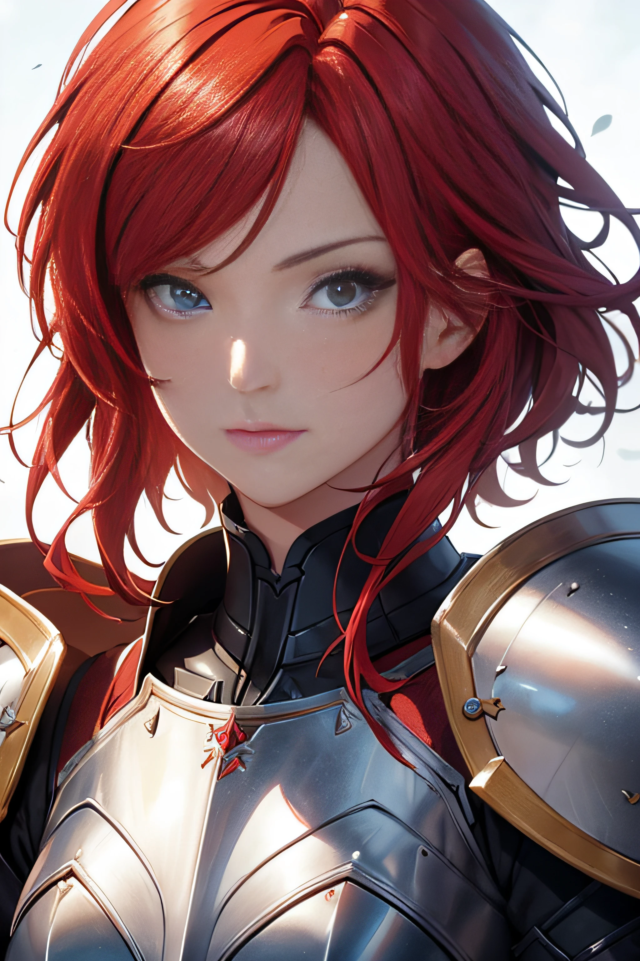 Close-up of a red-haired woman in armor, female redhead templar, portrait knight female, Armor Girl, Female knight, portrait of female paladin, of a beautiful female knight, gorgeous female paladin, detailed anime character art, beautiful female knight, female armor, Paladin, picture of female paladin, Character artwork, high quality character design