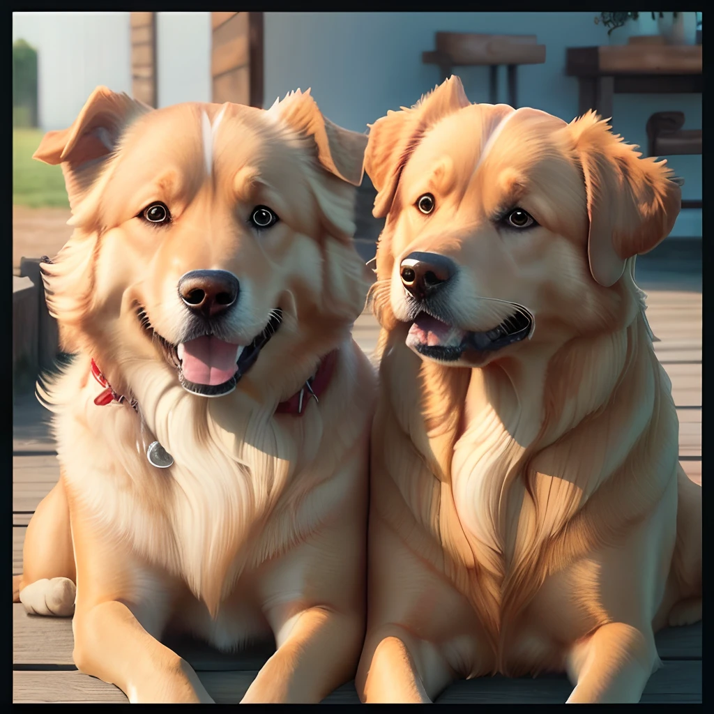 Por favor, create an image of a caramel crossbreed Golden Retriever, com um olhar gentil e amistoso. She should appear wise and trustworthy, conveying a sense of calm and security. Your expression should be cute and affectionate, fazendo com que as pessoas que a vejam sintaxe imediatamente simpatia e curiosidade em conhecer-la melhor."