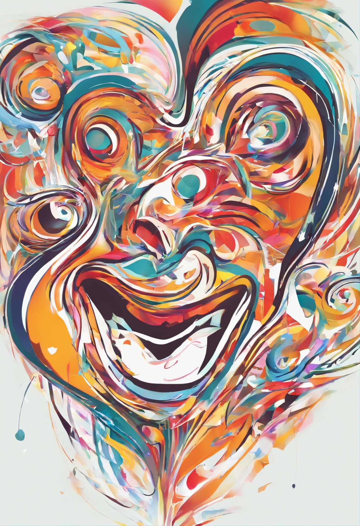 Mouth open facing top right,Screaming face,The face is growing from the heart,Fusion,The human,artistic,high-level image quality,8K,up of face,The Spiritual World,gusty,
