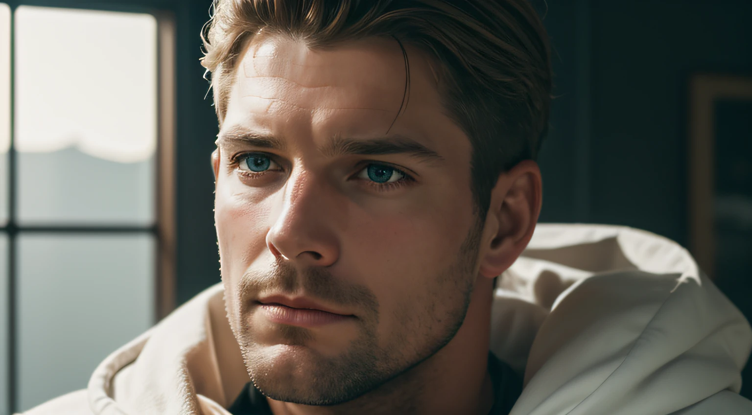 A PORTRAIT OF A WHITE MAN, IMPOSING, FEELING CONFIDENT, 8k uhd, dslr, soft lighting, high quality, film grain, Fujifilm XT3