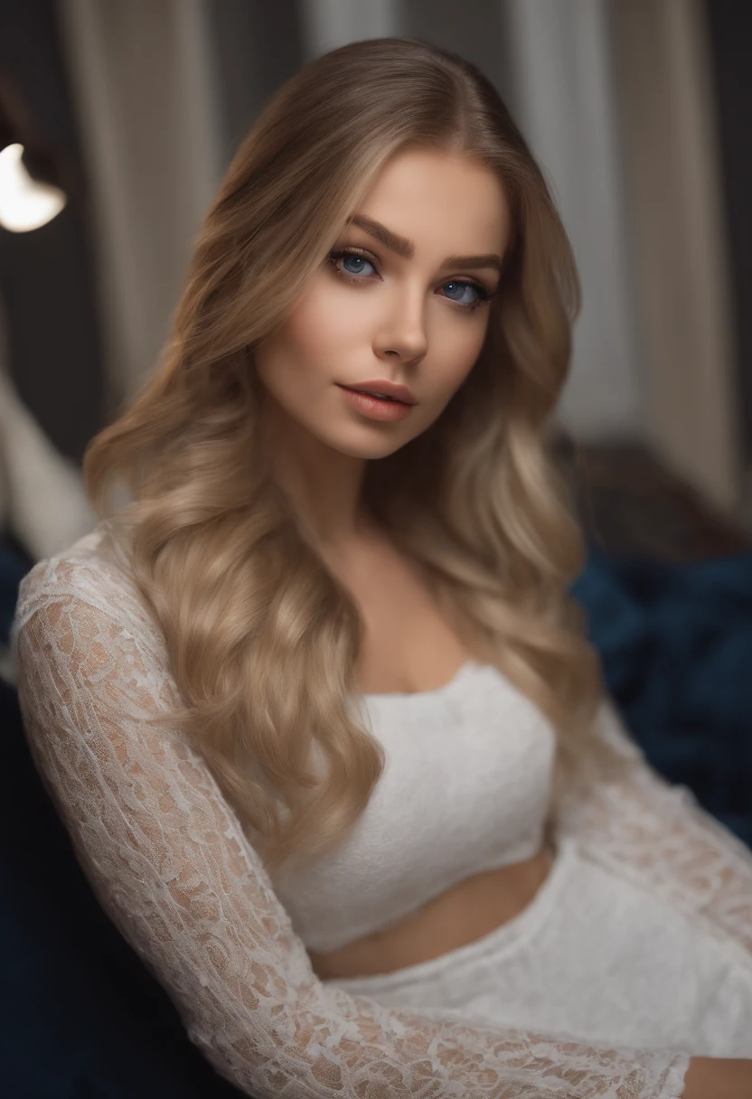 arafed woman fully , sexy girl with blue eyes, ultra realistic, meticulously detailed, portrait sophie mudd, blonde hair and large eyes, selfie of a young woman, bedroom eyes, violet myers, without makeup, natural makeup, looking directly at the camera, face with artgram, subtle makeup, in club, medium to large size bust